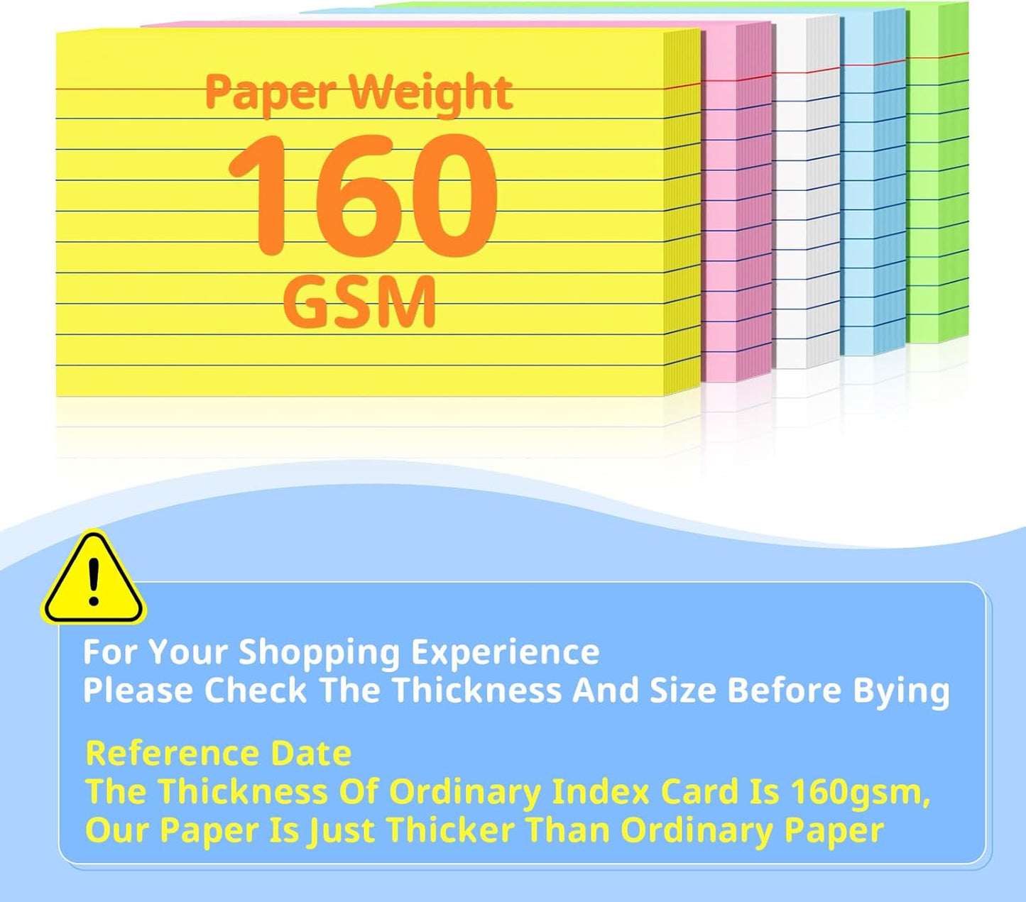 Index Cards 3 X 5, 250 Count, Colored Flash Cards For Studying, Lined Flashcards Notecards, Study Card, Ruled Front And Blank Back, Heavy Note Cards For Office, Home And School