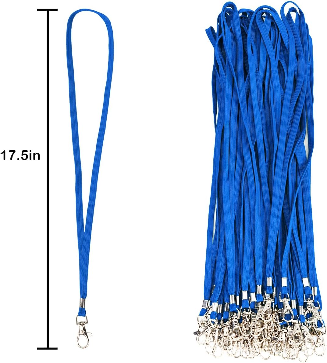 Lanyards 10 Pcs Bulk Lanyard for Id Badges Flat Lanyard with Badge Clip Swivel Hook (10, Blue)