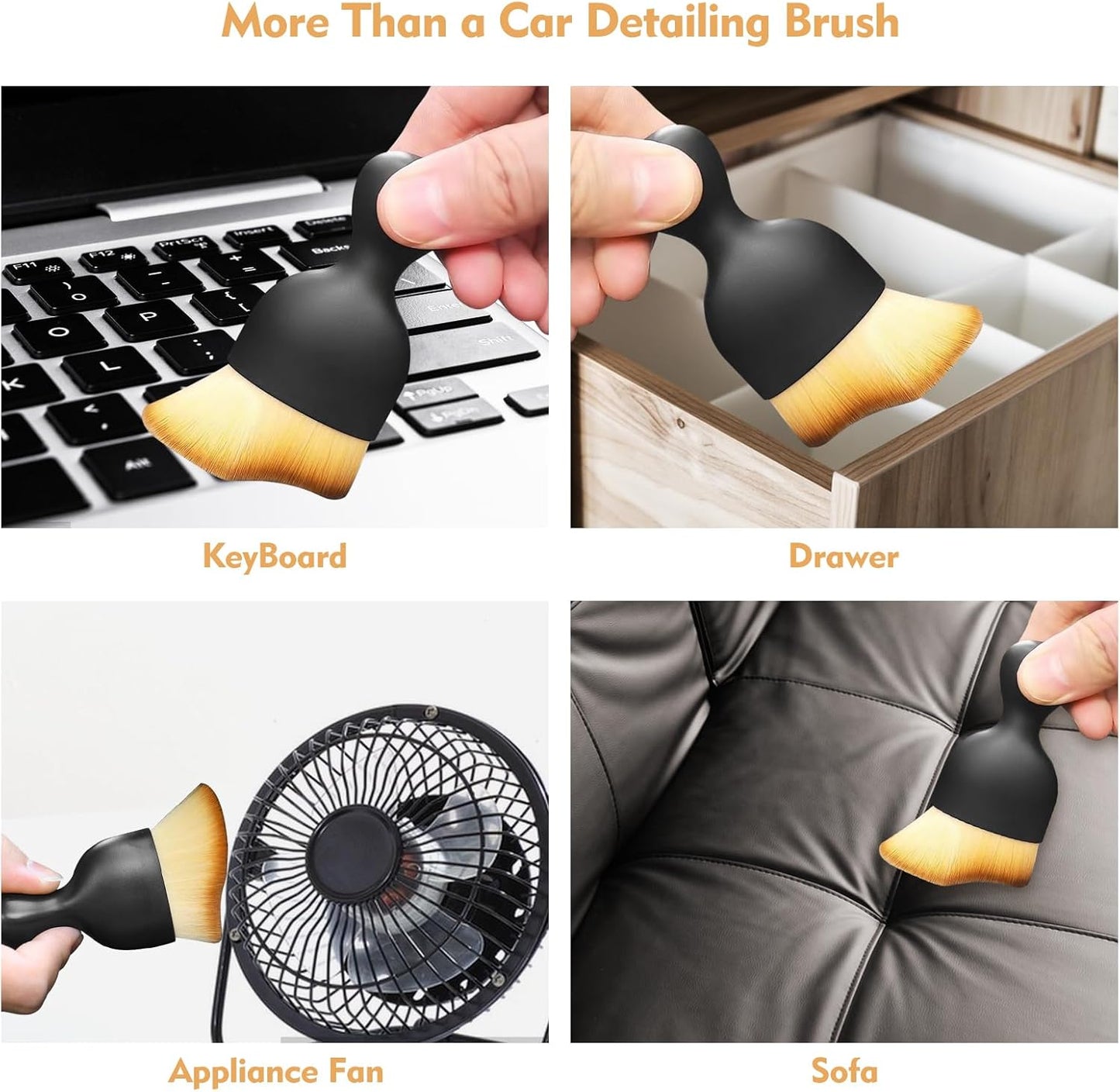 Car Interior Cleaning Brush Car Duster Interior with Ultra Soft Bristles Auto Detailing Brushes Dusting Car Accessories for Dashboard, AC Vents, Leather, Scratch-Free (2Pack)