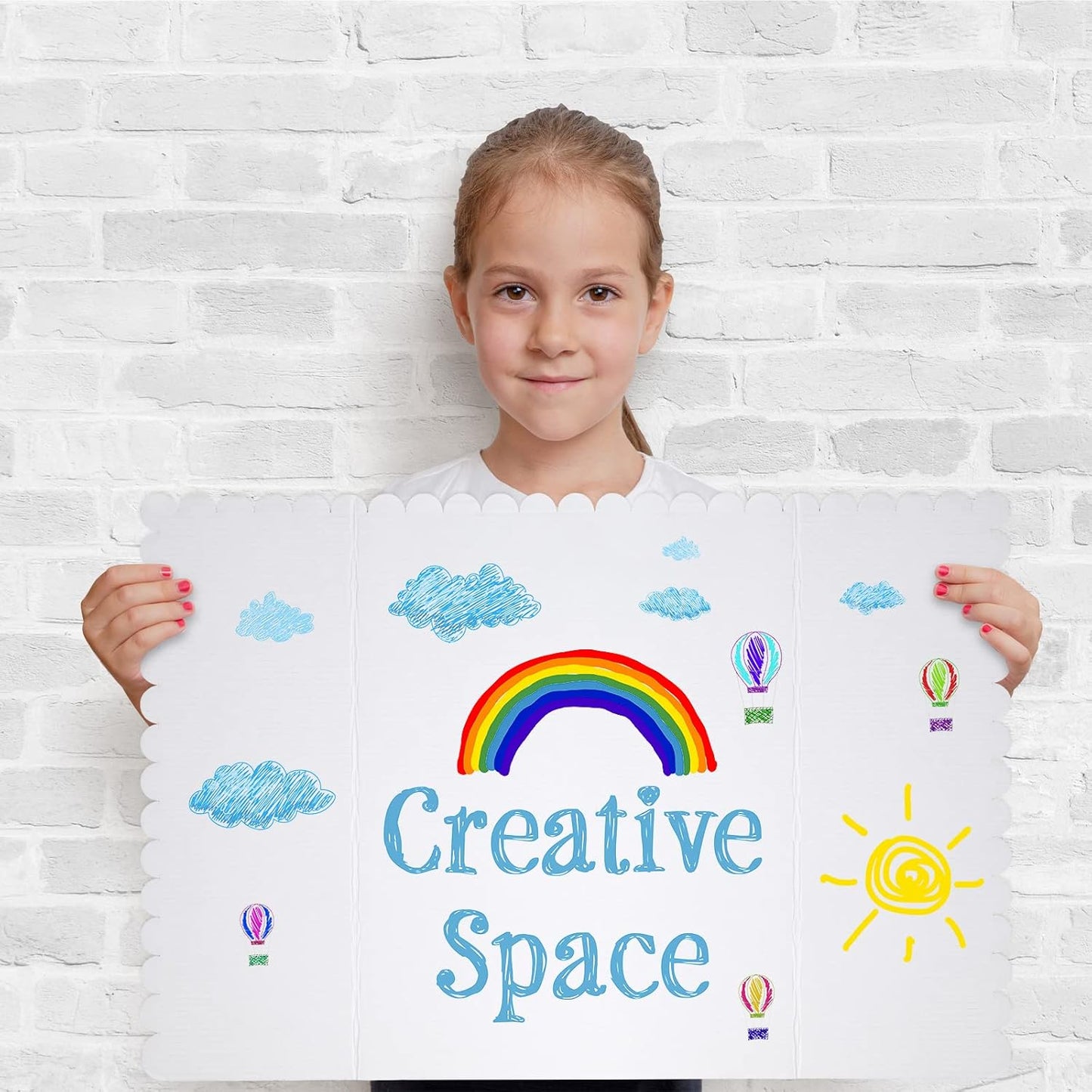 Outus 60 Pcs 24 x 36 Inch Trifold Poster Display Boards White for Science Fair Presentation Projects Photo Exhibition Display Tri fold Board Foldable Paperboard for School Supplies Bulk Business