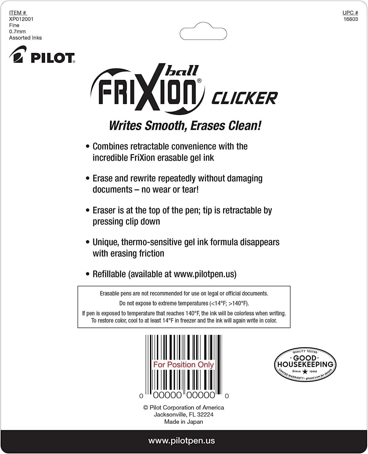 PILOT Frixion Erasable Pens Retractable Gel Ink, Pack of 6 Black Ink Pens + 4 Bonus Refills, Fine Point 0.7 mm Erasable Gel Pens