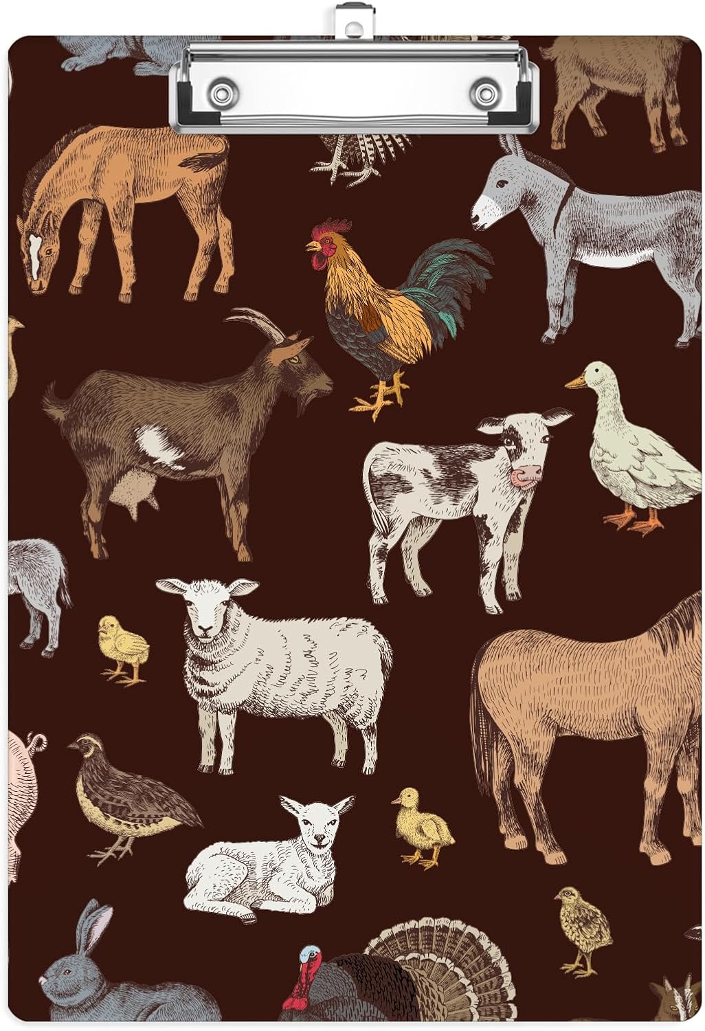 Cute Farm Animals Plastic Clipboards,Cute Fashion Clipboard Decorative 8.5" x 12.5"Standard A4 Size Clipboards,Acrylic Clipboard for Teacher,Social Worker,Students,Nurse,Office Supplies