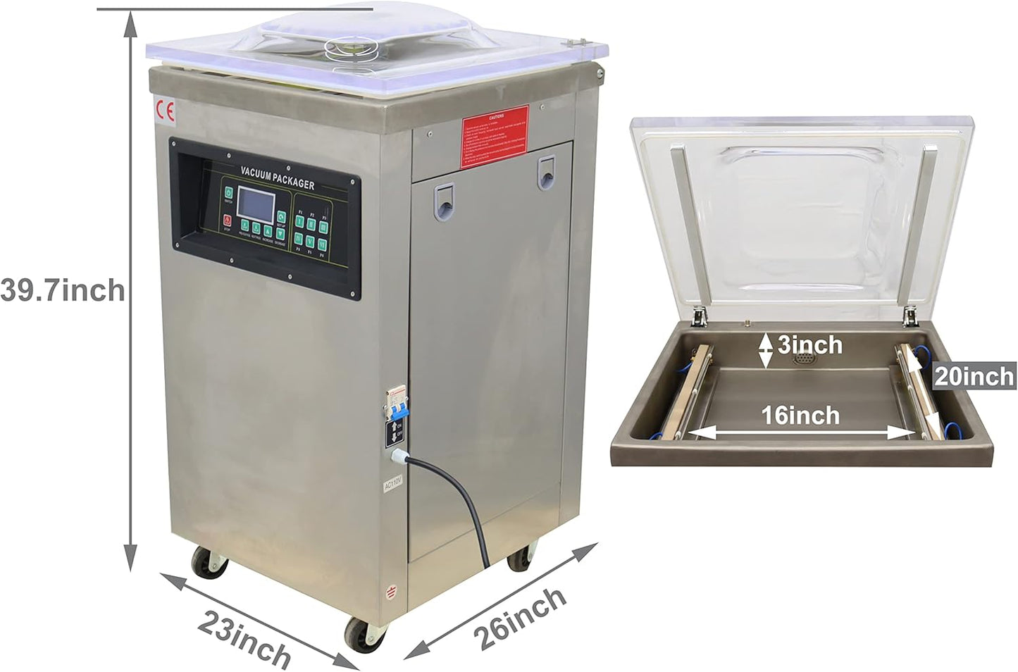 TECHTONGDA Chamber Vacuum Sealing Machine Packaging Sealer Stainless Steel for Food Saving Single Chamber DZ500 Sealing Length 20inch