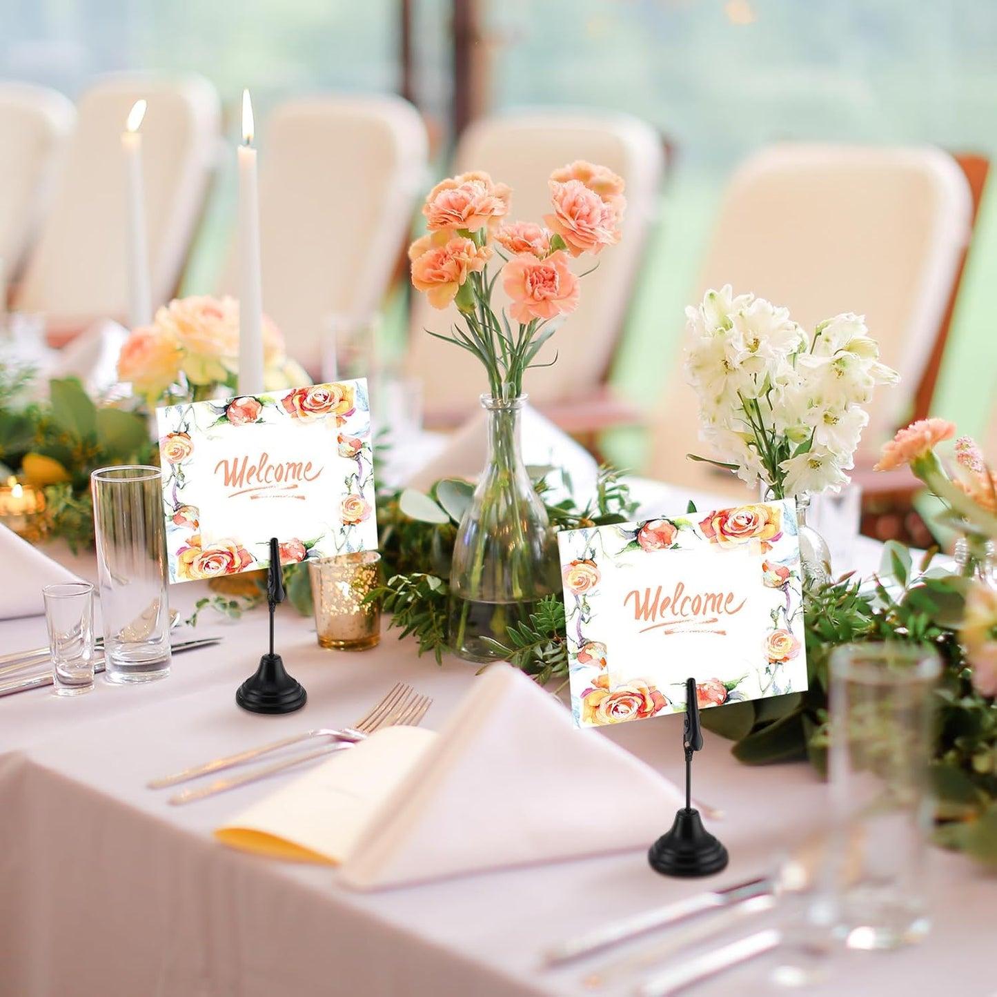 12 Pcs Table Number Holders 3 Inch Place Card Holder with Alligator Clip Metal Table Card Holders Table Number Stands Table Sign Holders for Photos, Food Signs, Birthdays, Weddings (Black)