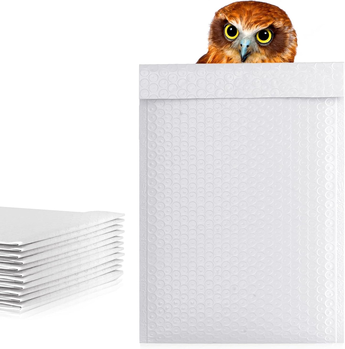 White Poly Bubble Mailers Self Seal, 10.5 x 15 Inch. Pack of 100 Bubble Packaging Envelopes for Shipping. Durable Padded Envelopes Waterproof. Self Seal Padded Mailers. Shipping Packages