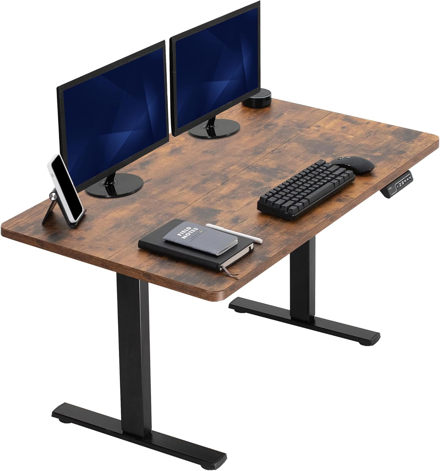 VIVO Electric 43 x 24 in Standing Desk, Memory Height Adjustment, 1B Series, Rustic Vintage Brown Top, Black Frame, DESK-1B4N