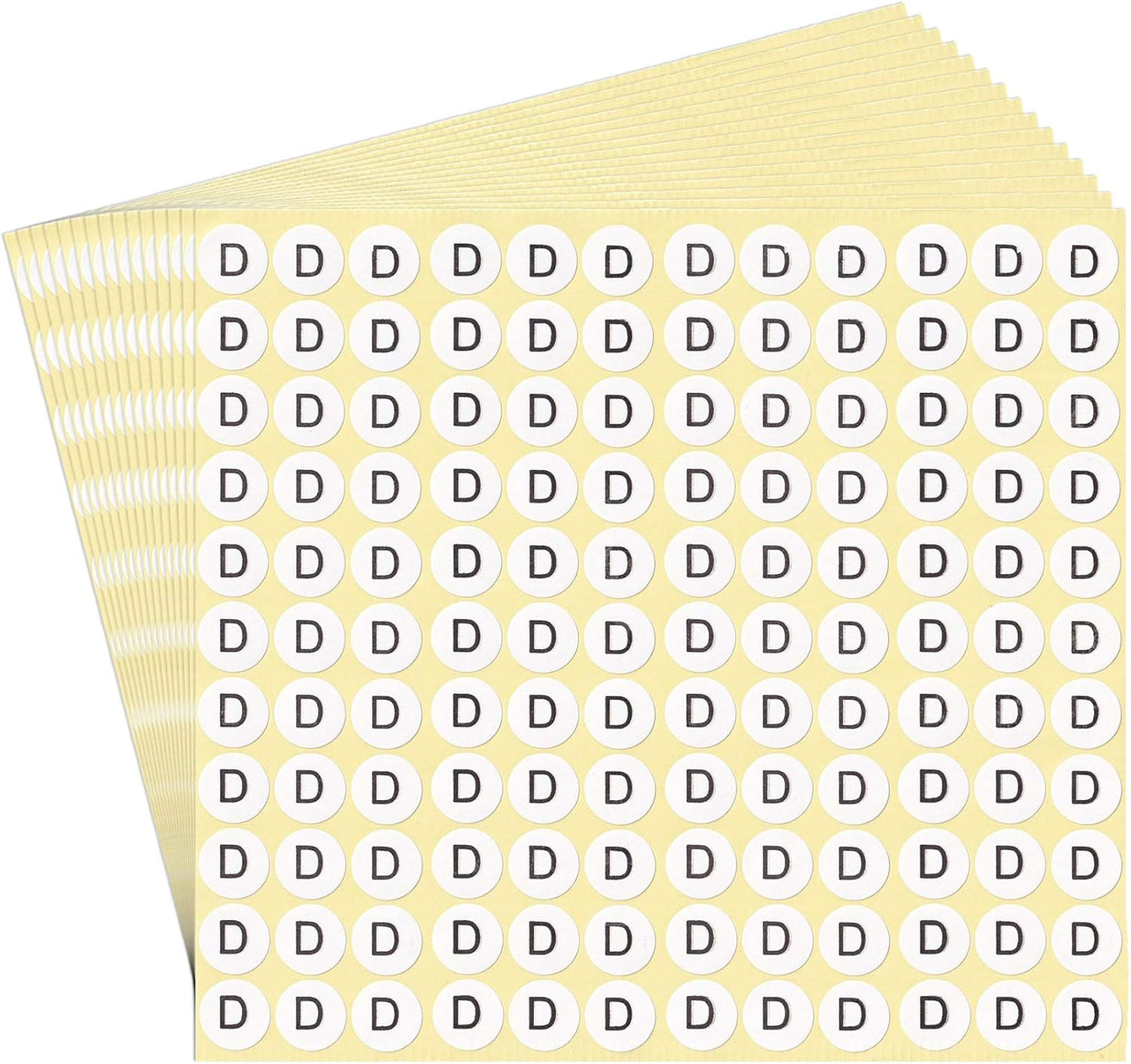 dealzEpic - Alphabet Stickers of The Letter D - Small Round Paper Self-Adhesive Peel and Stick Letter Labels - Set of 15 Sheets