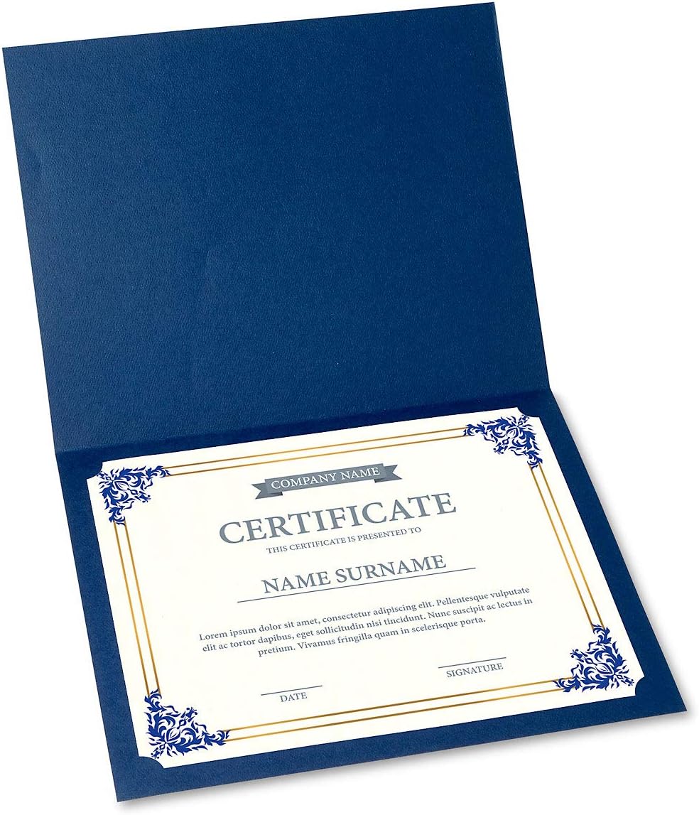 Empire Blue, Gold & White Parchment Certificate Papers - Pack of 100, Laser & Inkjet Printer Compatible, for Office, Business Awards, Graduation, School Diplomas, 8-1/2" x 11" on 60 lb. Text Stock