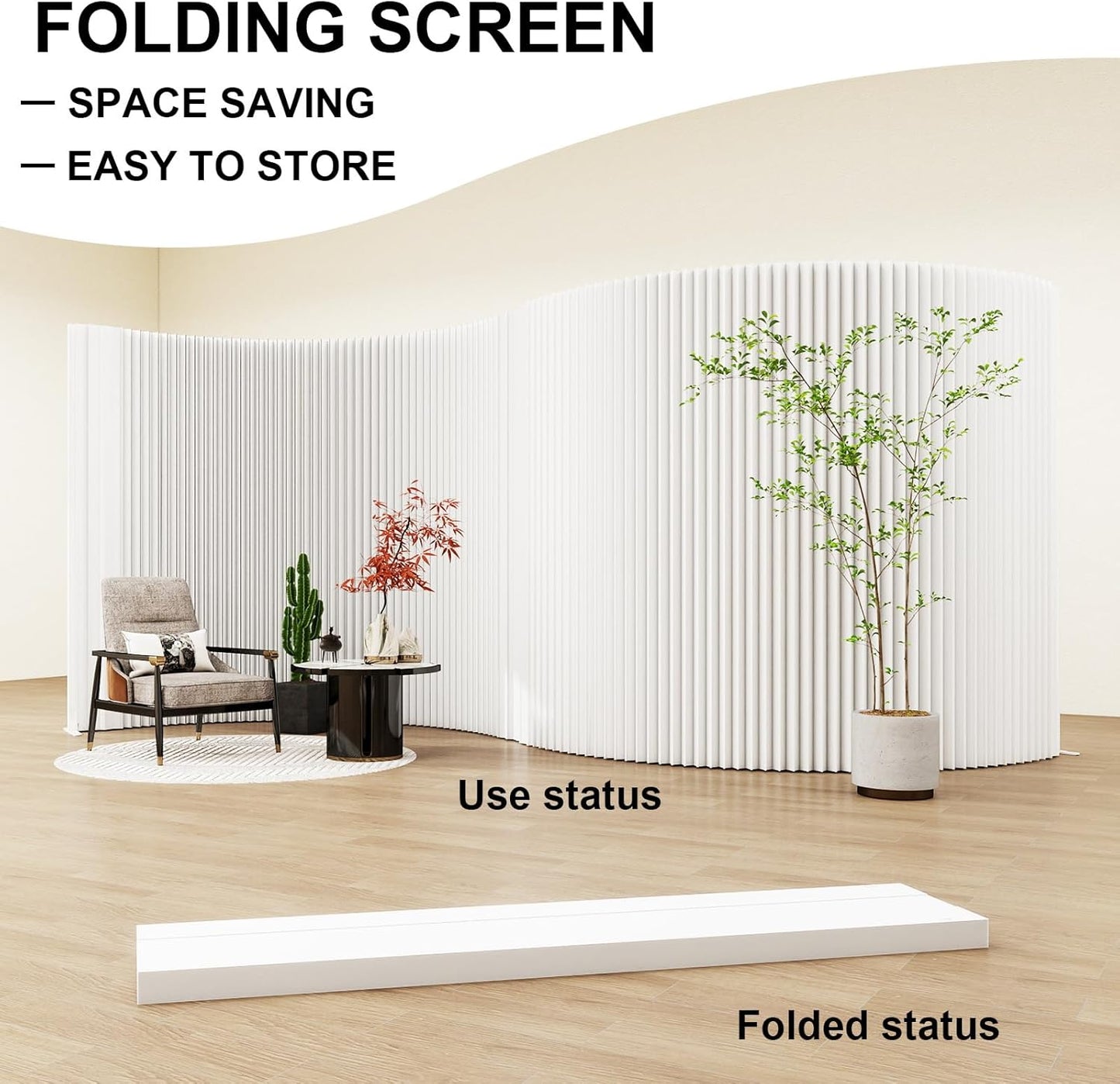 Paper Room Divider,Portable Office Partition Wall,Folding Privacy Paper Screen,Wall Dividers for Room Seperation,Indoor Freestanding Partition for Home Office Studio Exhibition -L9.84*W1.15 *H5.91 ft