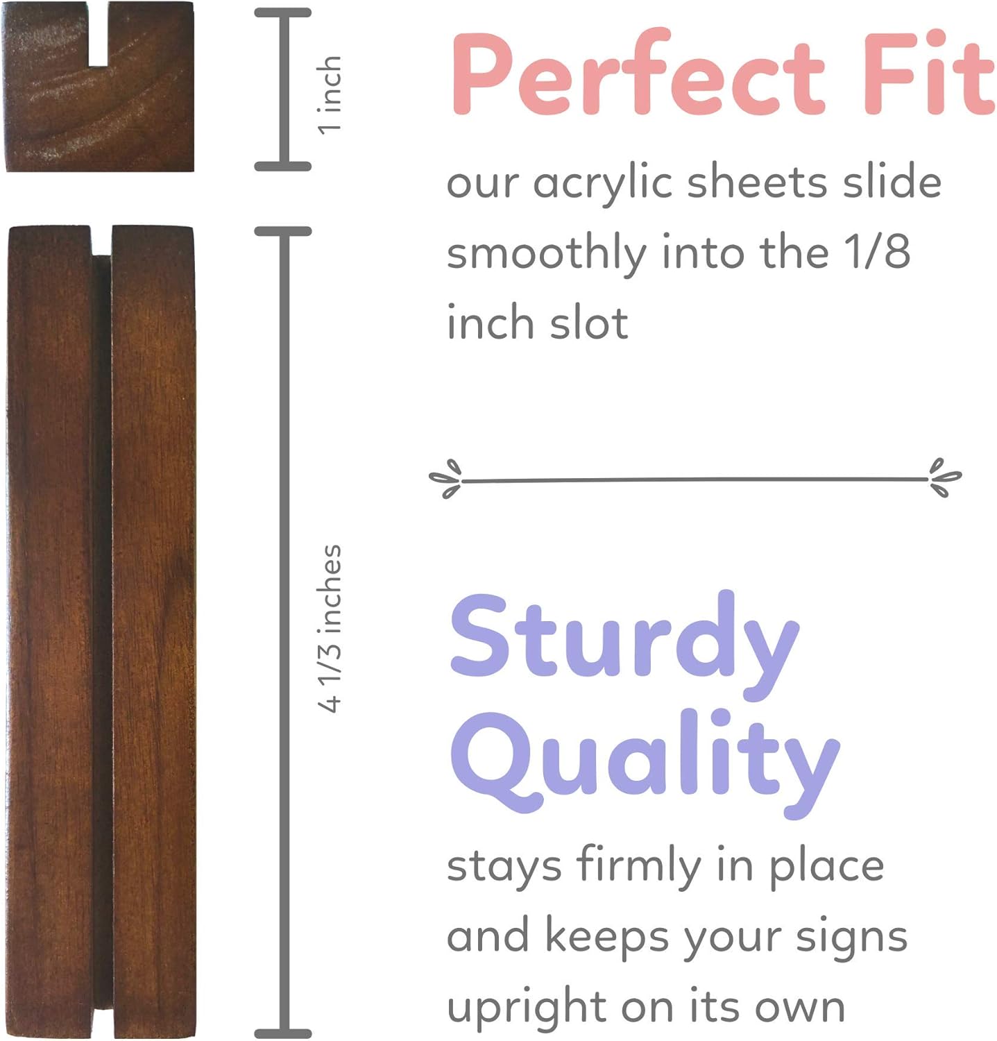 TUR Party Supplies (15 Set Rustic Walnut Wood Table Holder, Table Stands for Wedding, 5x7 Inch Clear Blank Acrylic Sheets, Perfect for Table Number Signs, Wedding Signs - Acrylic Sign NOT Included