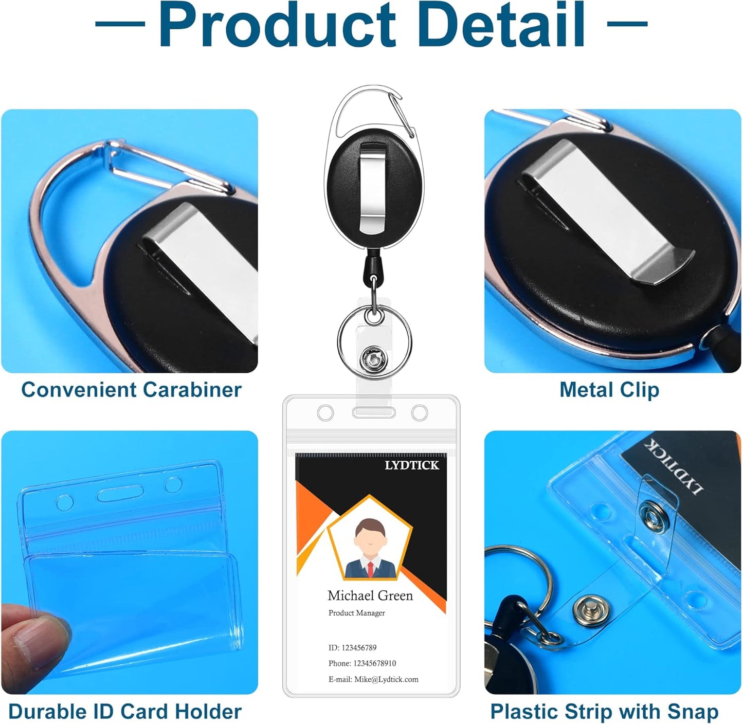 100 Pcs Retractable Badge Reels & ID Badge Holder, Heavy Duty Badge Holder Clips Bulk ID Card Key Holders with Ring for Nurse Office Work Employee School Supplies
