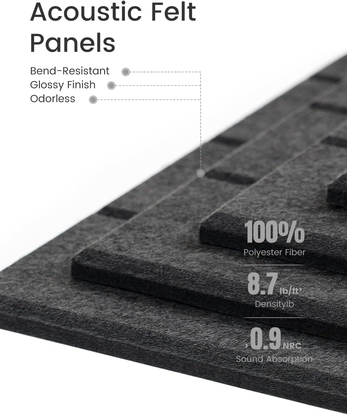 Felt Bulletin Board Tiles -28"x18" with 40 Adhesive Tabs, Cork Board Alternative for Office Decor, Push Pin Board Wall Organizer 6-Pack(Charcoal Gray)