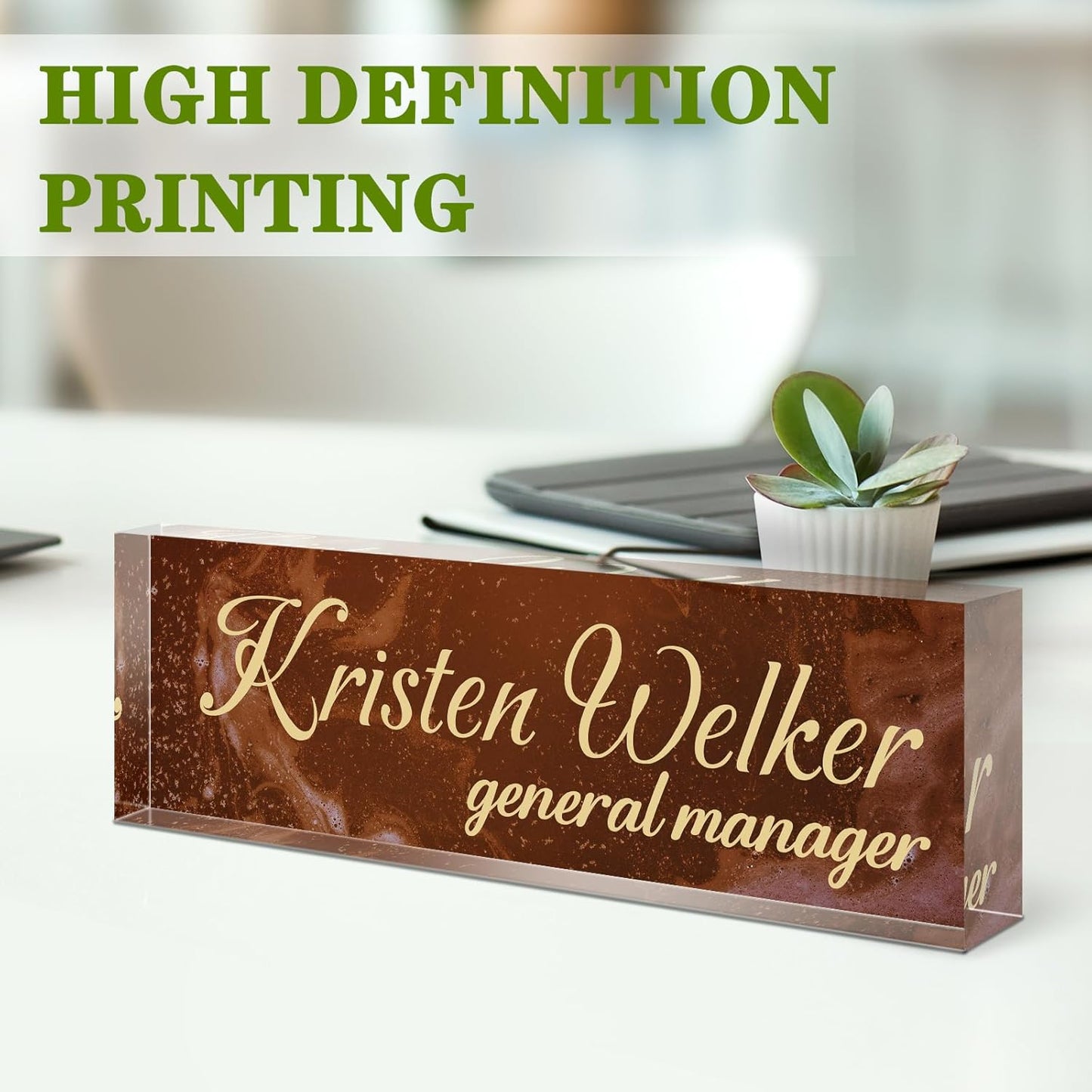 Name Plate for Desk, Desk Name Plate Personalized, Office Decor for Women Men, Acrylic Desktop Accessories, Office Appreciation Gifts for Boss Social Workers Nurse Teacher Employee (Deep Red)