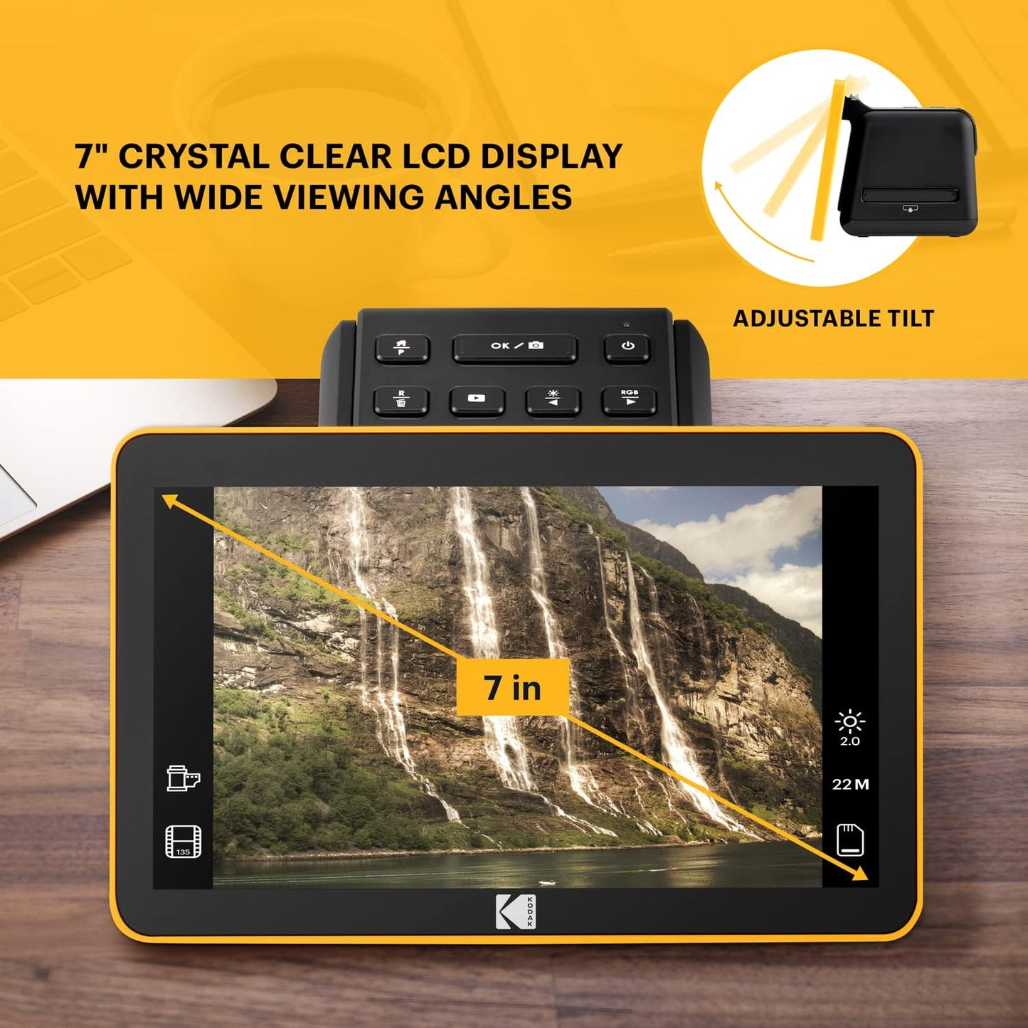 Kodak Slide N Scan Max Digital Film Slide Scanner, Black/Yellow (RODFS70)