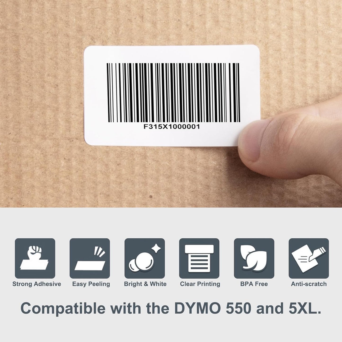 Hehua 1" x 2-1/8" Compatible with DYMO Labelwriter 550 5XL 450 4XL Turbo 30336 with RFID Chip, Return Address Labels, Thermal Barcode FNSKU Labels, Total 5000 Labels/10 Rolls