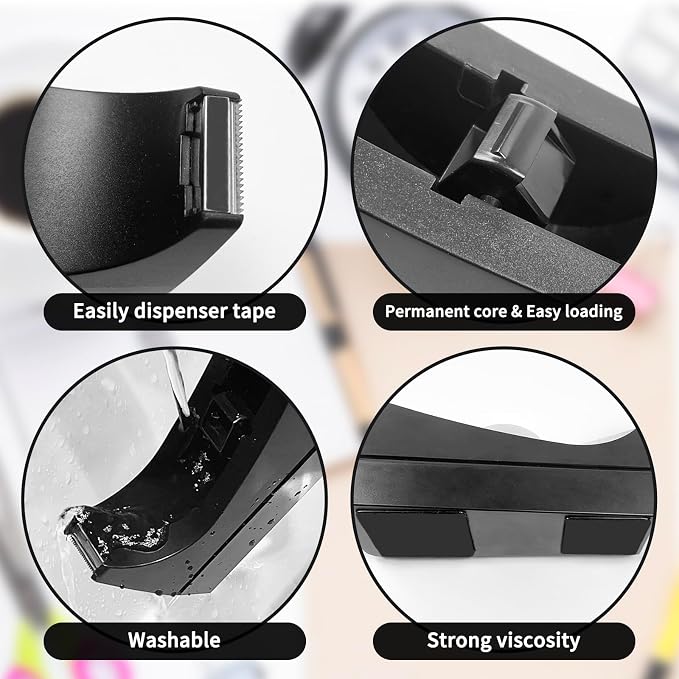 10 Pack Black Desktop Tape Dispensers Bulk Tape Roll Dispenser Non Skid Base - Image 3