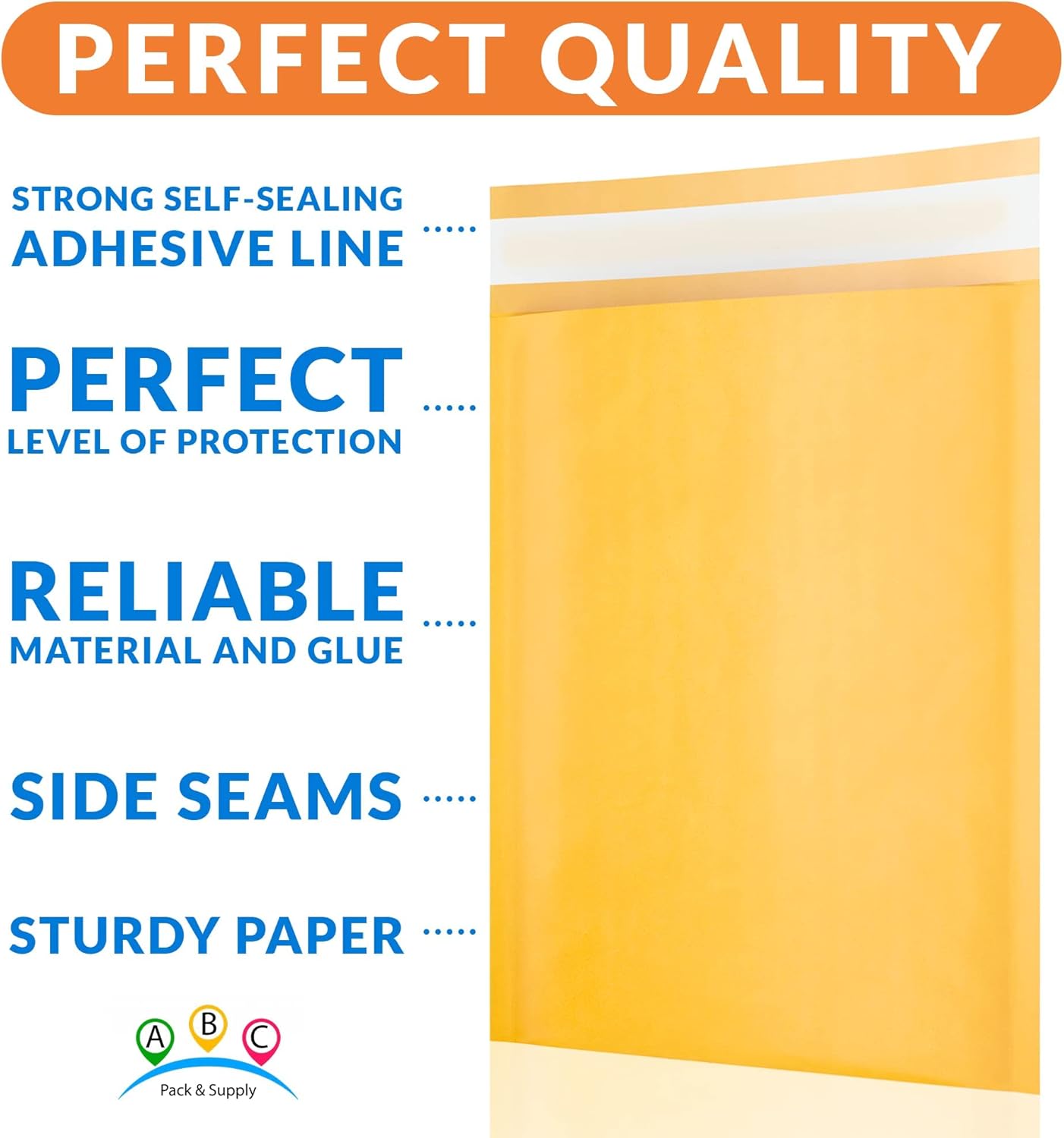 ABC PACK & SUPPLY Gold Kraft Bubble Mailer Envelopes, 12.5 x 18 Inches. 100 Pack Mail Padded Envelopes Self Seal. Kraft Bubble Mailers. Tear-Resistant Mailing Envelope Padded. Sturdy Paper Mailer
