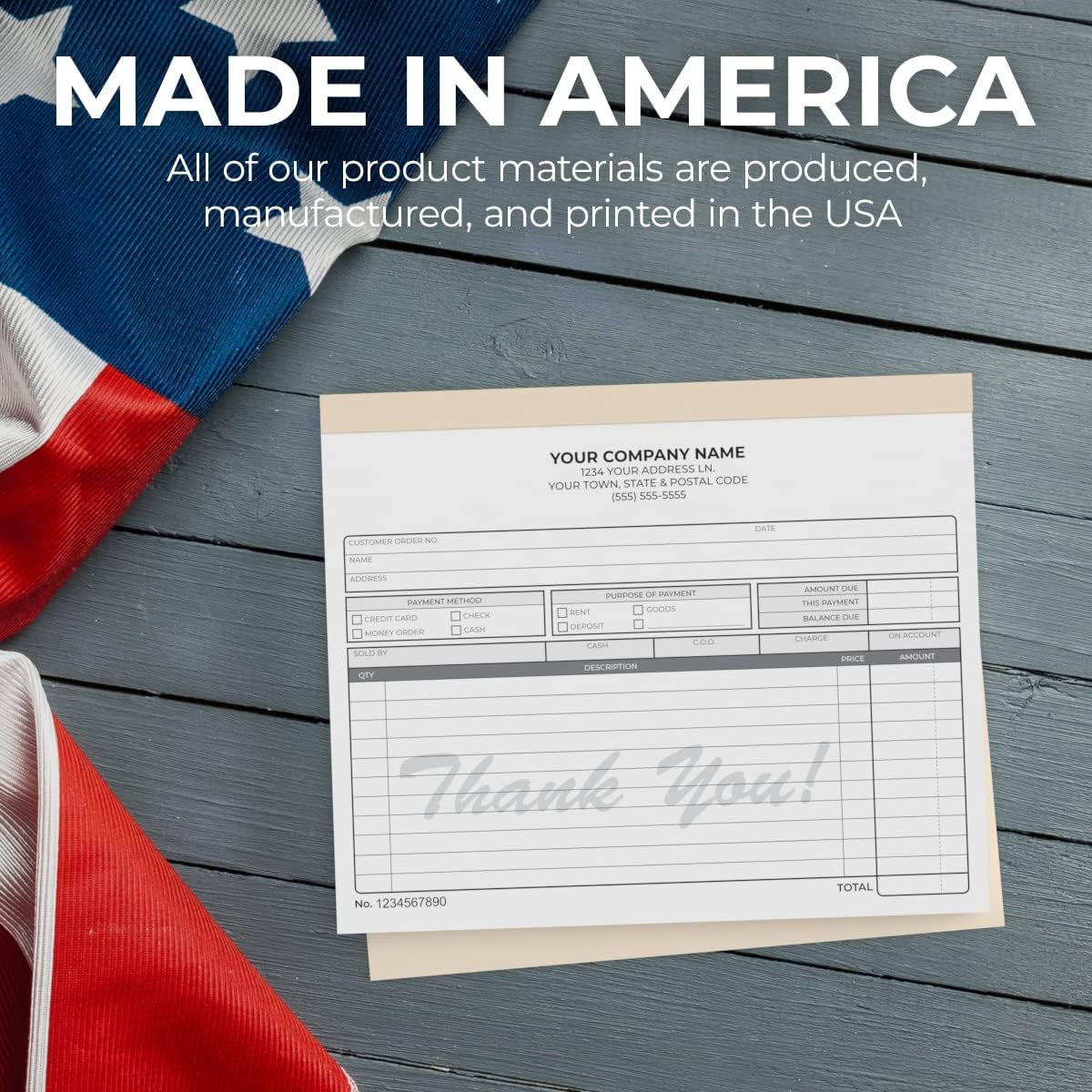 Custom 8.5" x 7" Carbonless NCR Books in 2-Part Duplicate Invoices, Receipts, Work Orders, Sales Orders, Purchase Orders, Estimates, Quote Forms with Your Company/Business Name (100 Sets)