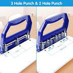 AFMAT 3 Hole Punch Heavy Duty, 9/32" Holes, 50-Sheet Hole Puncher 3 Ring - Image 3