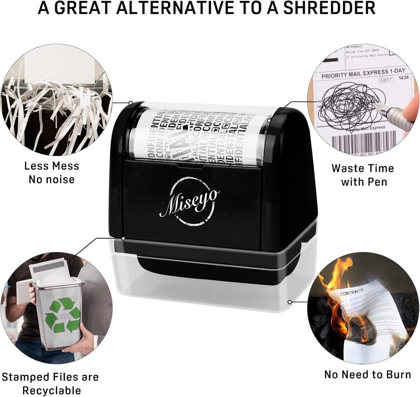 Miseyo Wide Roller Stamp Identity Theft Stamp 1.5 Inch Perfect for Privacy Protection,Anti-Theft Security Confidential Easy for Guard Personal Information Blockout - 3Pack Set