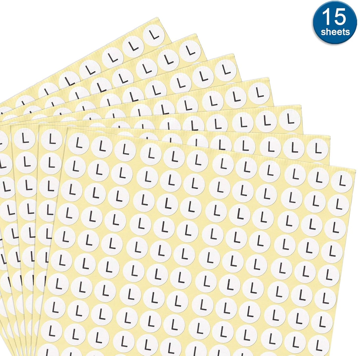 dealzEpic - Alphabet Stickers of The Letter L - Small Round Paper Self-Adhesive Peel and Stick Letter Labels - Set of 15 Sheets