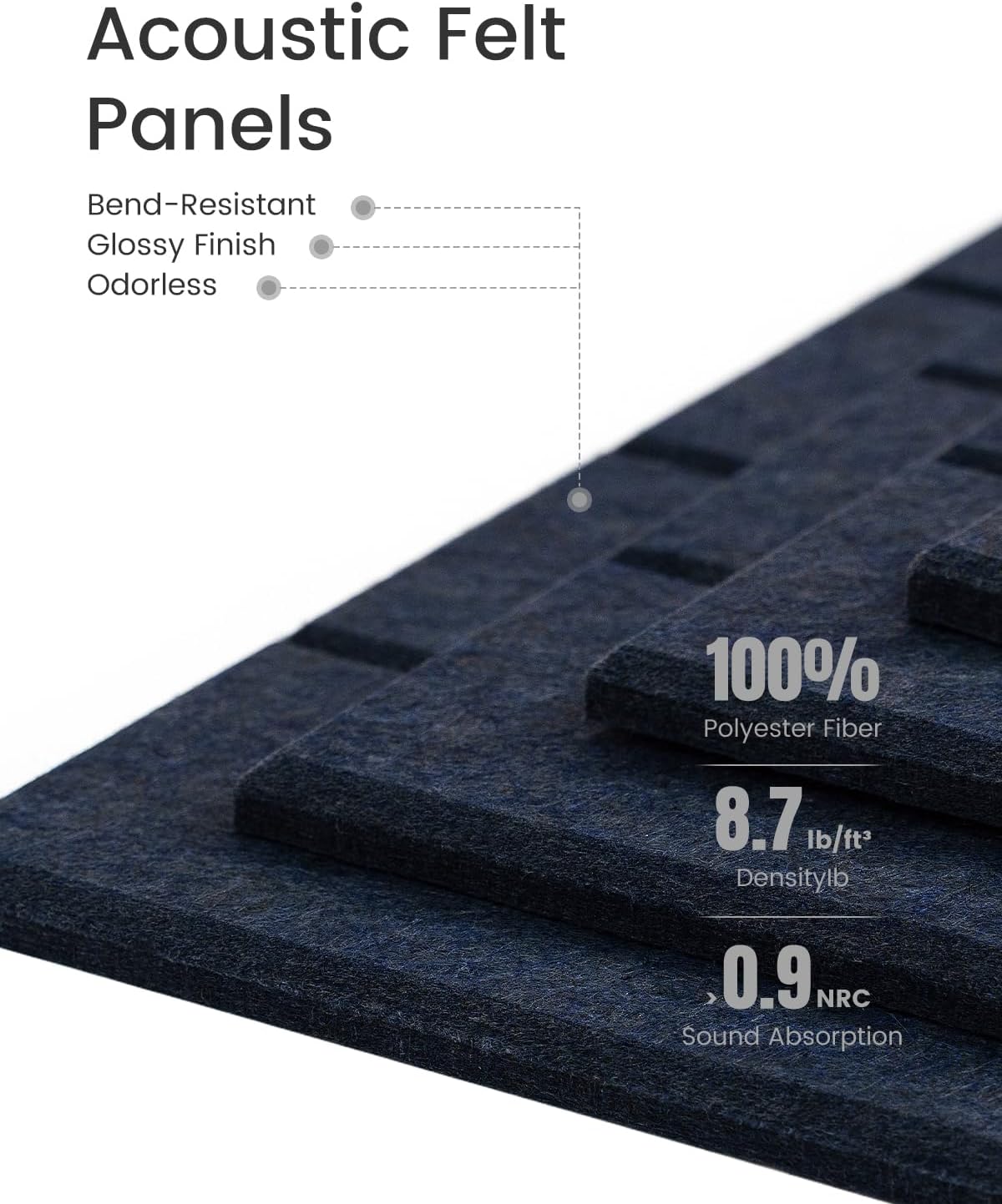 Felt Bulletin Board Tiles -28"x18" with 40 Adhesive Tabs, Cork Board Alternative for Office Decor, Push Pin Board Wall Organizer 6-Pack(Denim Blue)