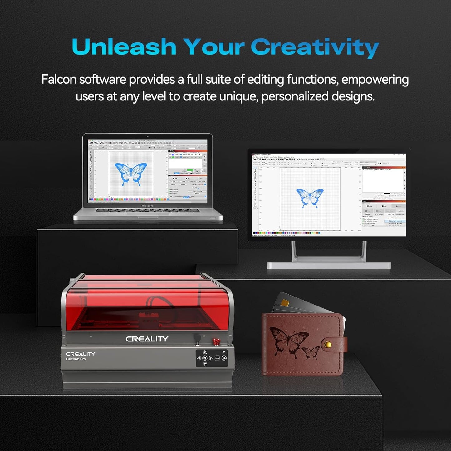 Creality Falcon 2 Pro S 22 Laser Engraver with Air Assist, 22W Enclosed Laser Engraver and Cutter Machine, Camera Visual Assistance, Laser Engraving Machine for Wood Metal Gifts Batch Process