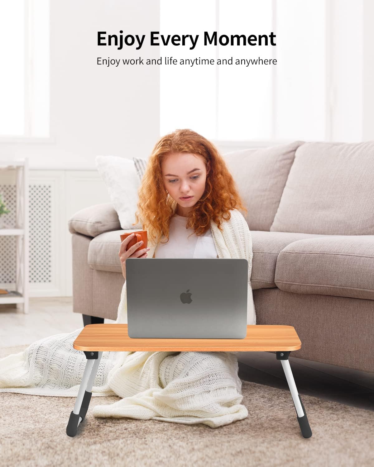 Ruxury Folding Lap Desk Laptop Stand Bed Desk Table Tray, Breakfast Serving Tray, Portable & Lightweight Mini Table for Sofa Couch Floor - - Wood