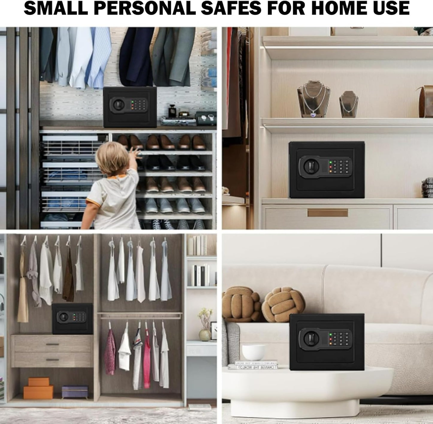 Small Mini Fire Safe Box for Home, 0.3 Cubic Feet Medication Lock Box, Security Money Safes with Digital Keypad, Spare Keys, Dorm Room Safe for Money, Jewelry, ID Documents