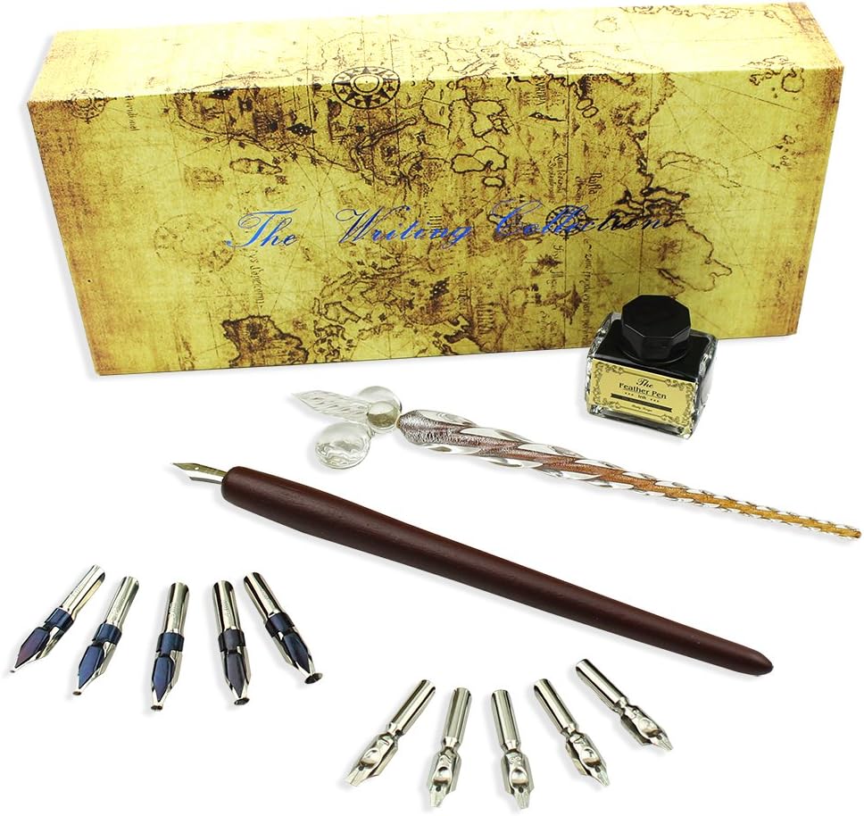 Calligraphy Pen Set - 15-Piece Kit - Glass Pen - 11 Nib & 1 Ink Set