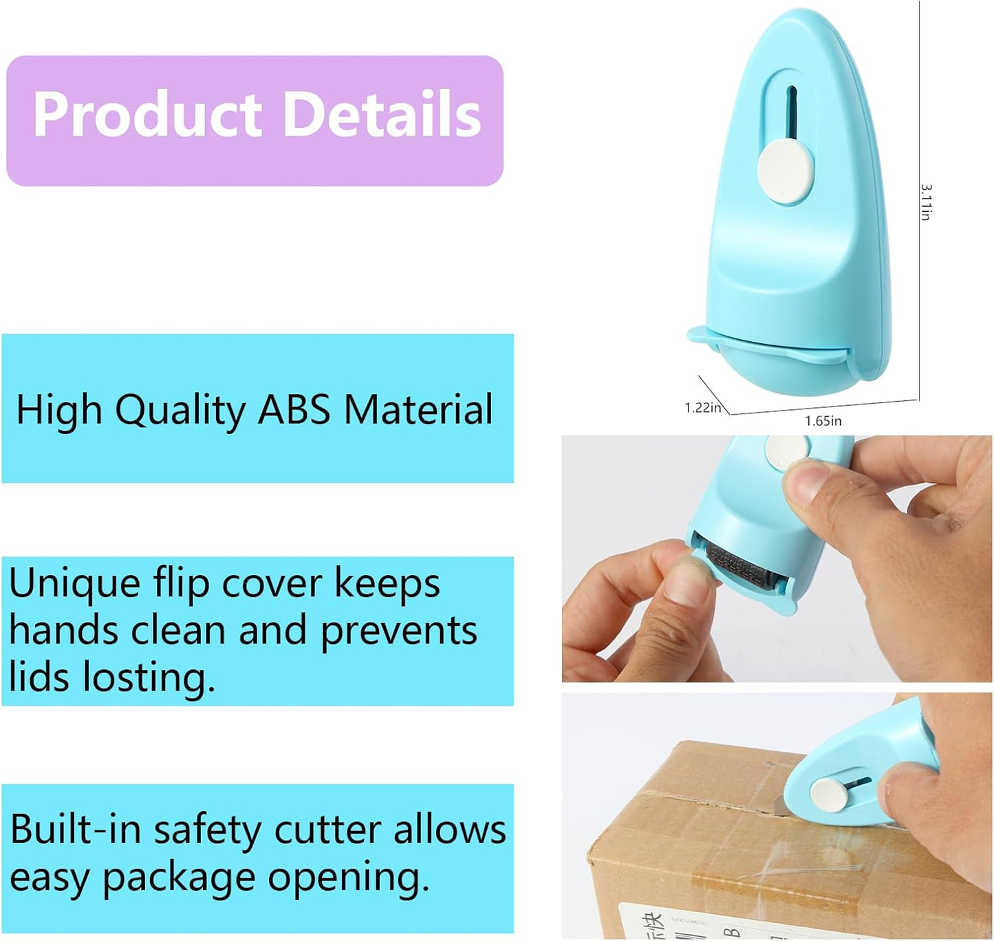 Identity Theft Protection Security Roller Stamp 4PCs- Guard Your ID Blackout With Built-in Cutter, Flip Cover, Ink Refilled Design, Confidential Privacy Safeguard Wide for Document, Mail (WH/PK/BU/PU)