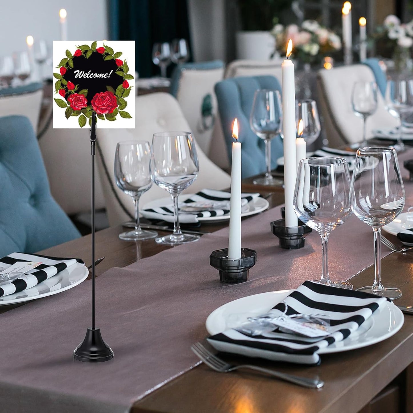 12 Pcs Table Number Holders 12 Inch Place Card Holder with Alligator Clip Metal Place Card Stands Table Sign for Photos, Food Signs, Birthdays, Weddings (Black)