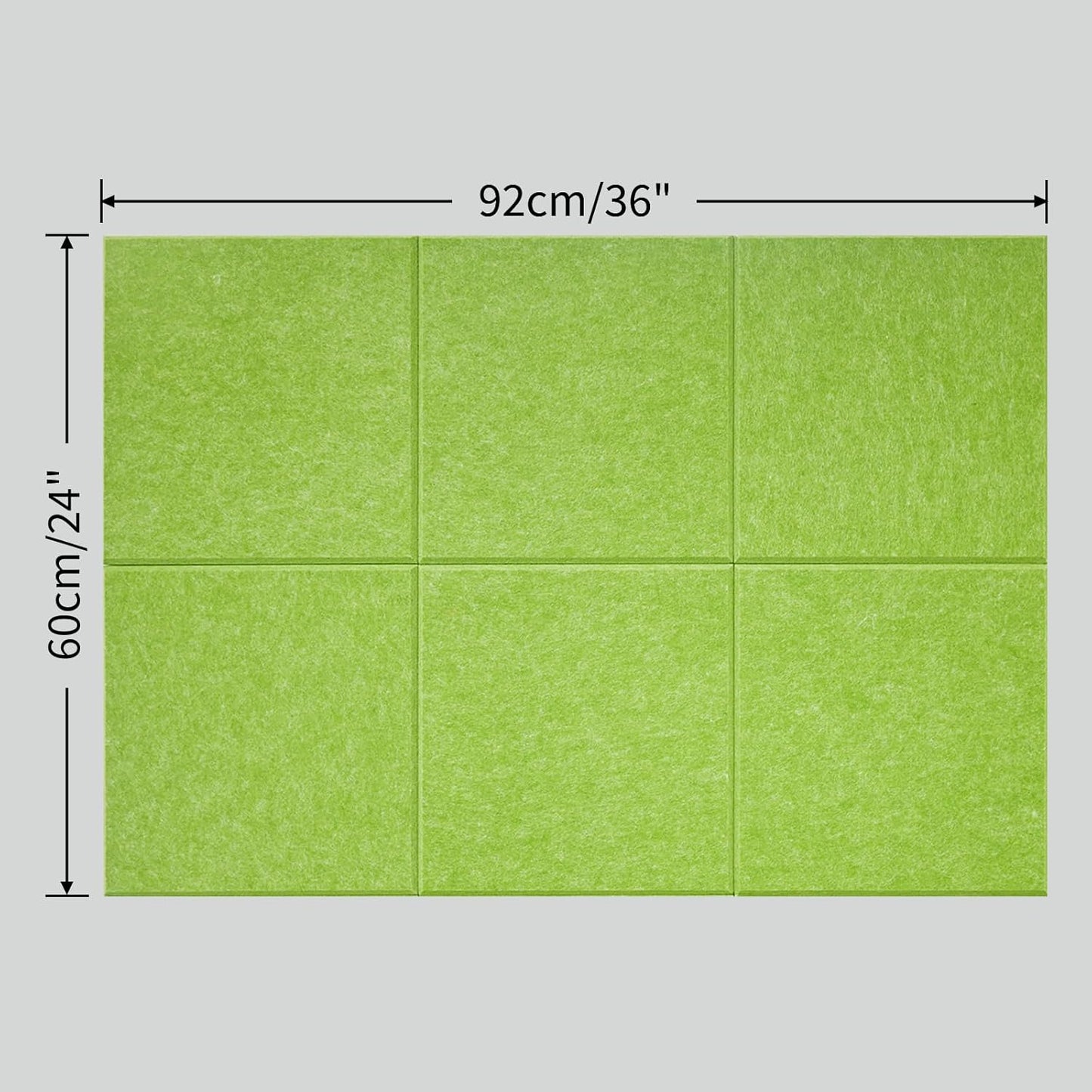 Large Cork Board for Wall 6 Pack, Bulletin Board 36" X 24", Felt Board Wall Tiles with 72 Damage-Free Removable Pads & Push Pins, Alternative Pin Board Cork Board for Office Home, Green