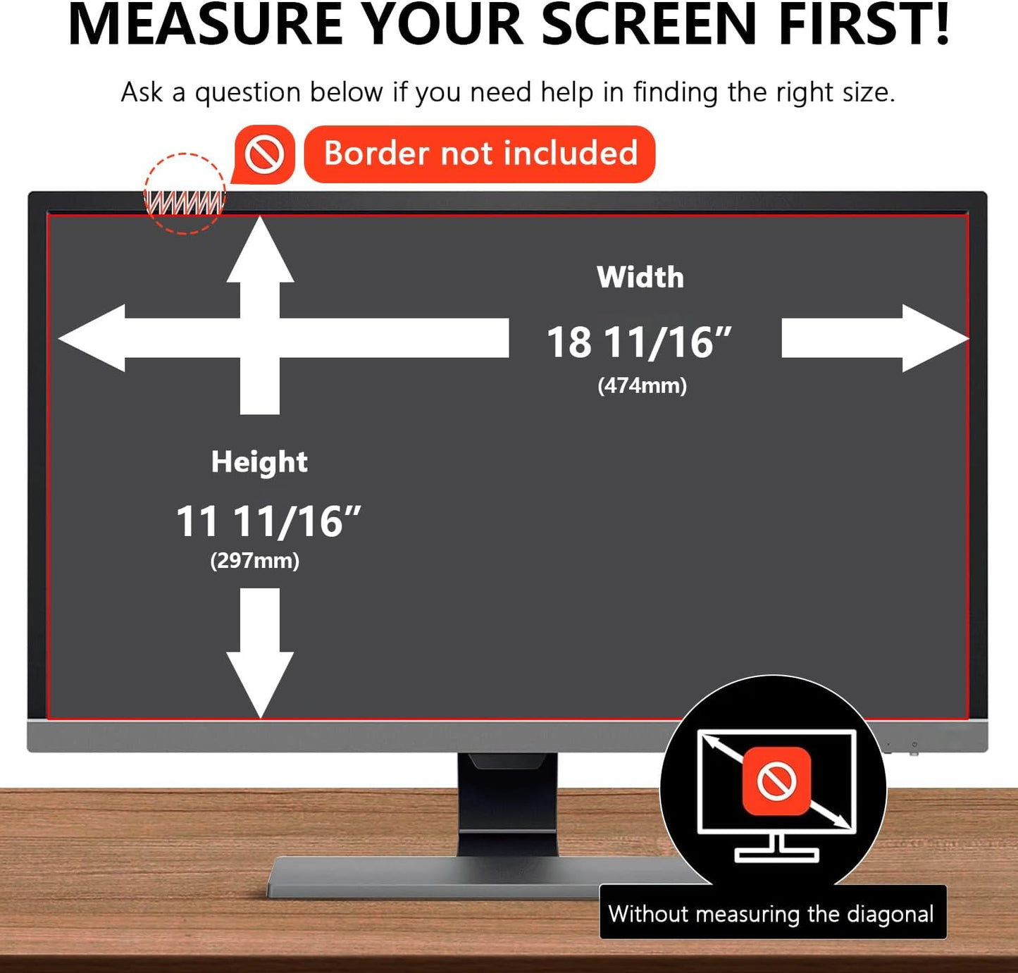 【2-Pack】22 Inch Computer Privacy Screen for 16:9 Monitors with Anti-Spy Anti-Glare Filter, Blue Light Blocking & Eye Protection, Removable Anti-Scratch HD Clarity Screen Protector