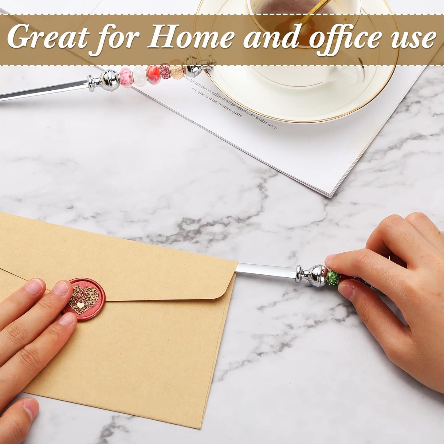 Outus 12 Pieces Beaded Metal Letter Opener Envelope Knife Beadable Letter Opener Stainless Steel Slitter for Gift Office Home DIY Supplies(Silver)