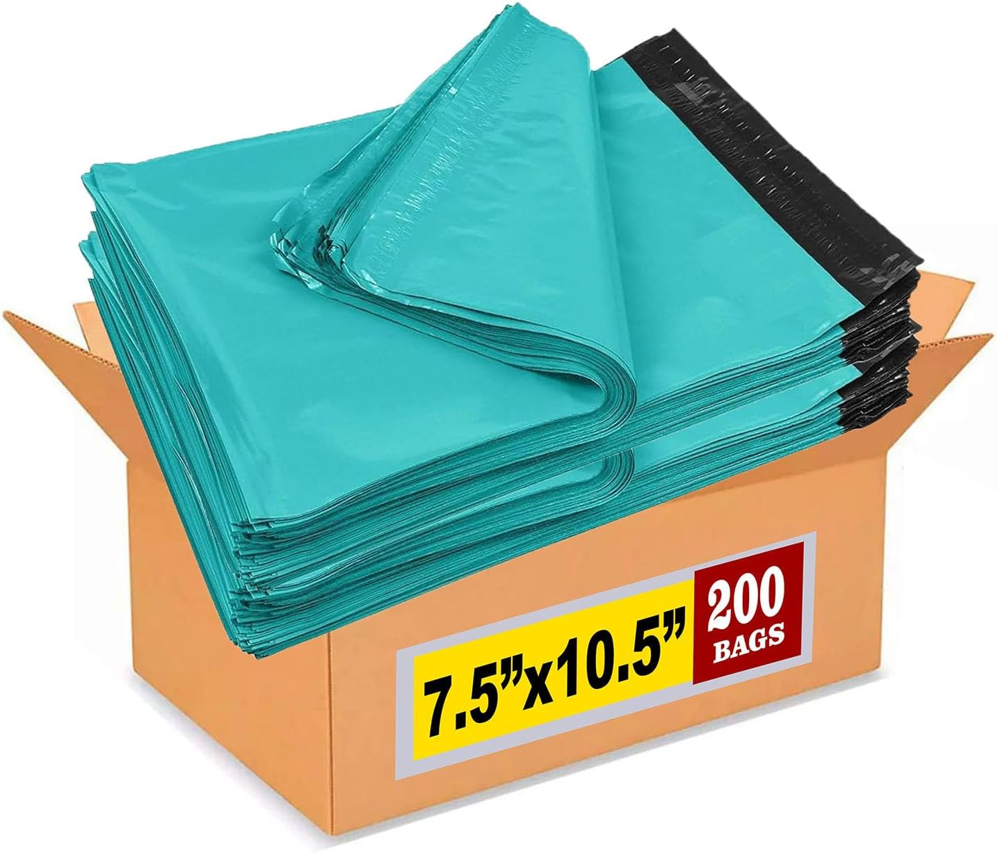 iMBAPrice 200-Pack Teal Poly Mailers 7.5x10.5 Inch #2 Color Poly Mailing Shipping Envelopes Bags, Self Seal Adhesive Waterproof and Tear Proof (Total 200 Bags)