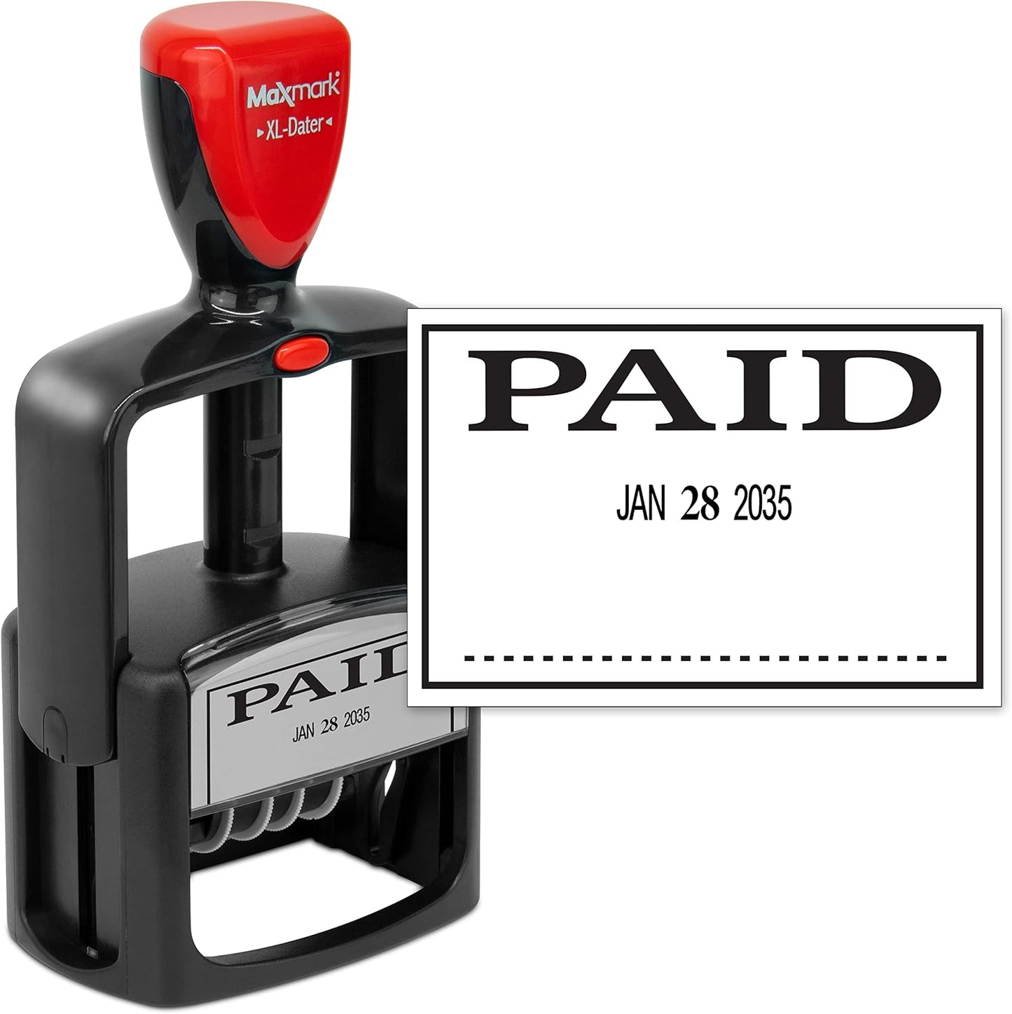 MaxMark Heavy Duty Style 3 Date Stamp with Paid self Inking Stamp - Black Ink