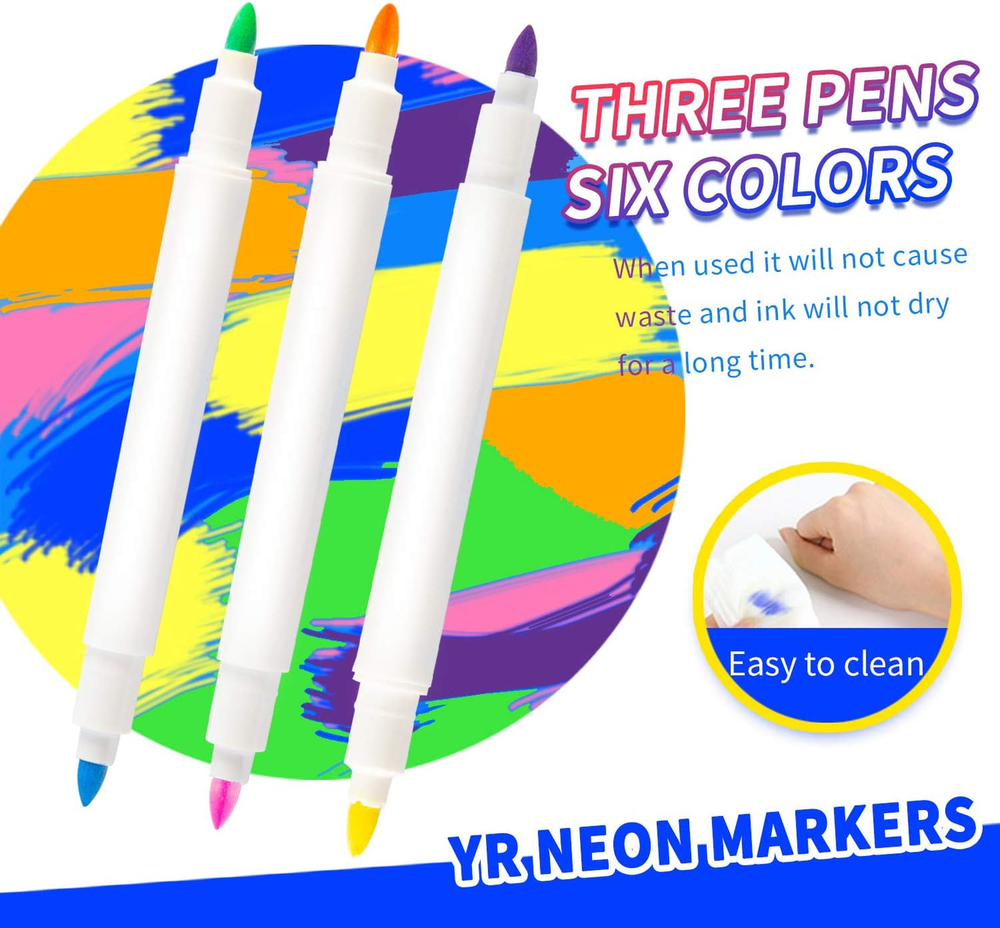 YR Dual Sided Neon Pens For Light Up LED Board, Neon Markers Applicable For Draw, Sketch, Create, Doodle, Art, Write, Learning Tablet, 12 Packs