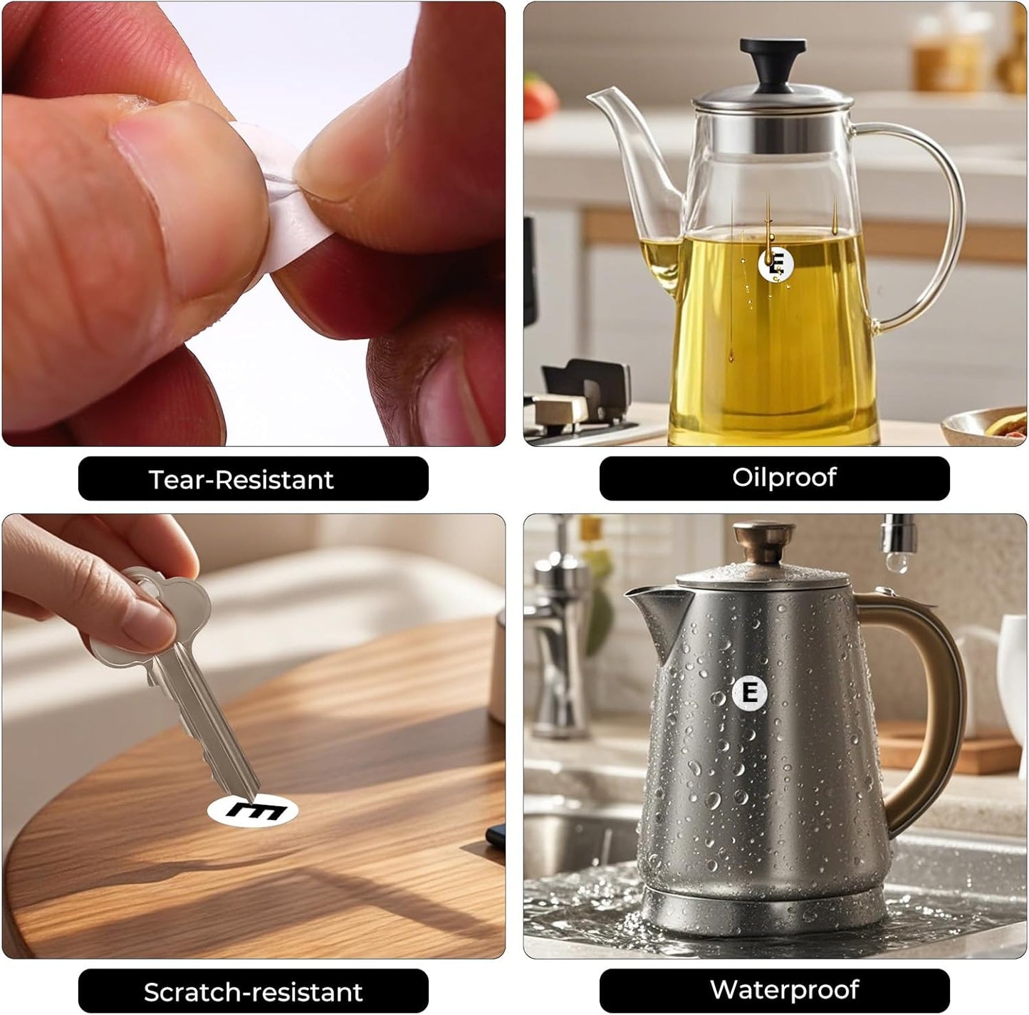 Letter E Round Labels 0.5 Inch Vinyl Circle Capital Alphabet Stickers Self-Adhesive Removable Waterproof Dots Tags for Home Office Inventory 1000 PCS
