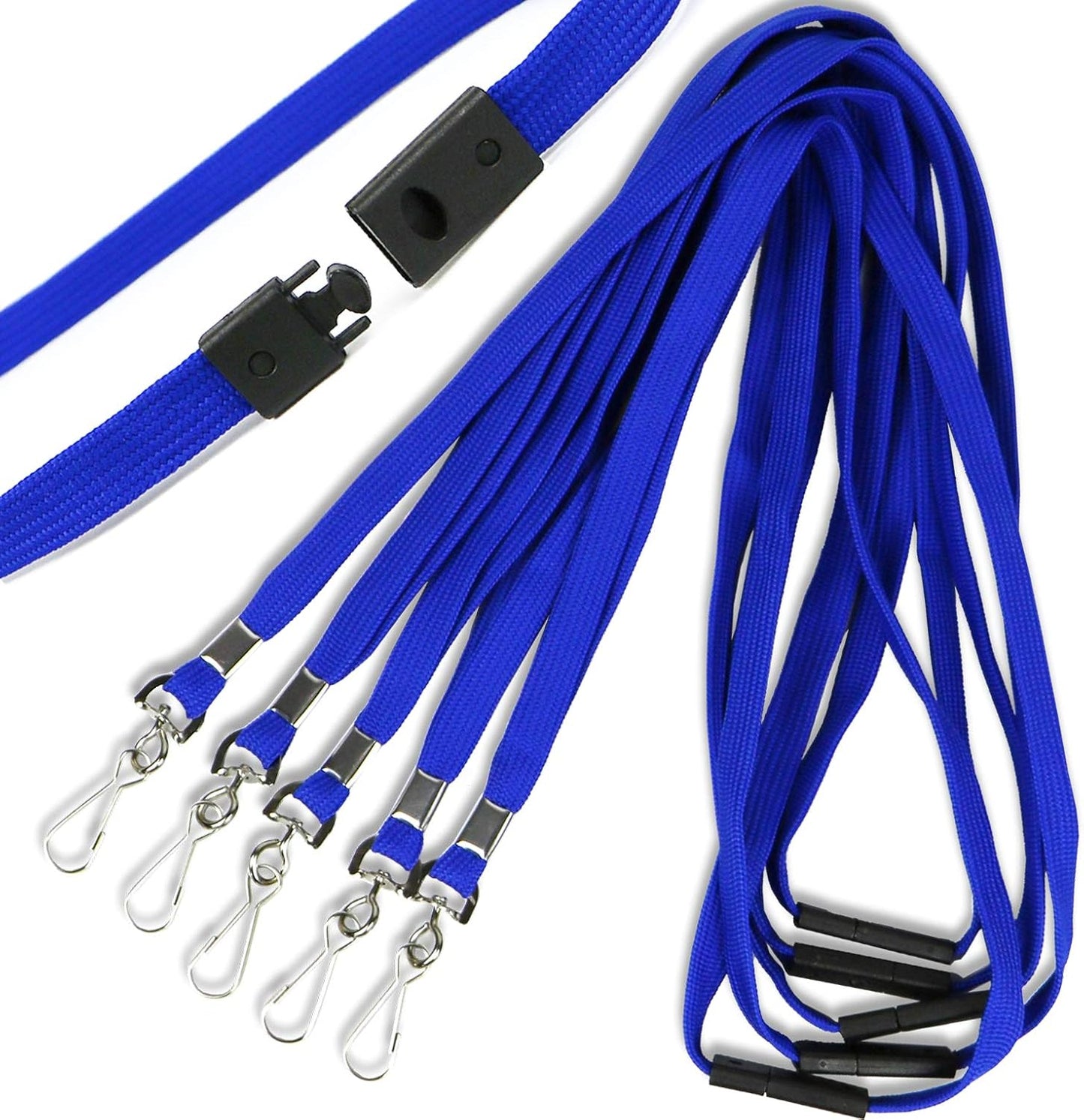 Safety Breakaway Lanyard with J-Hook Flat Lanyards for ID Badges Cruise Lanyard Bulk Preimum Lanyards for Women/Men Business Card NameTag Holder Lanyards Employee Students (Blue, Breakaway 50 Pack)