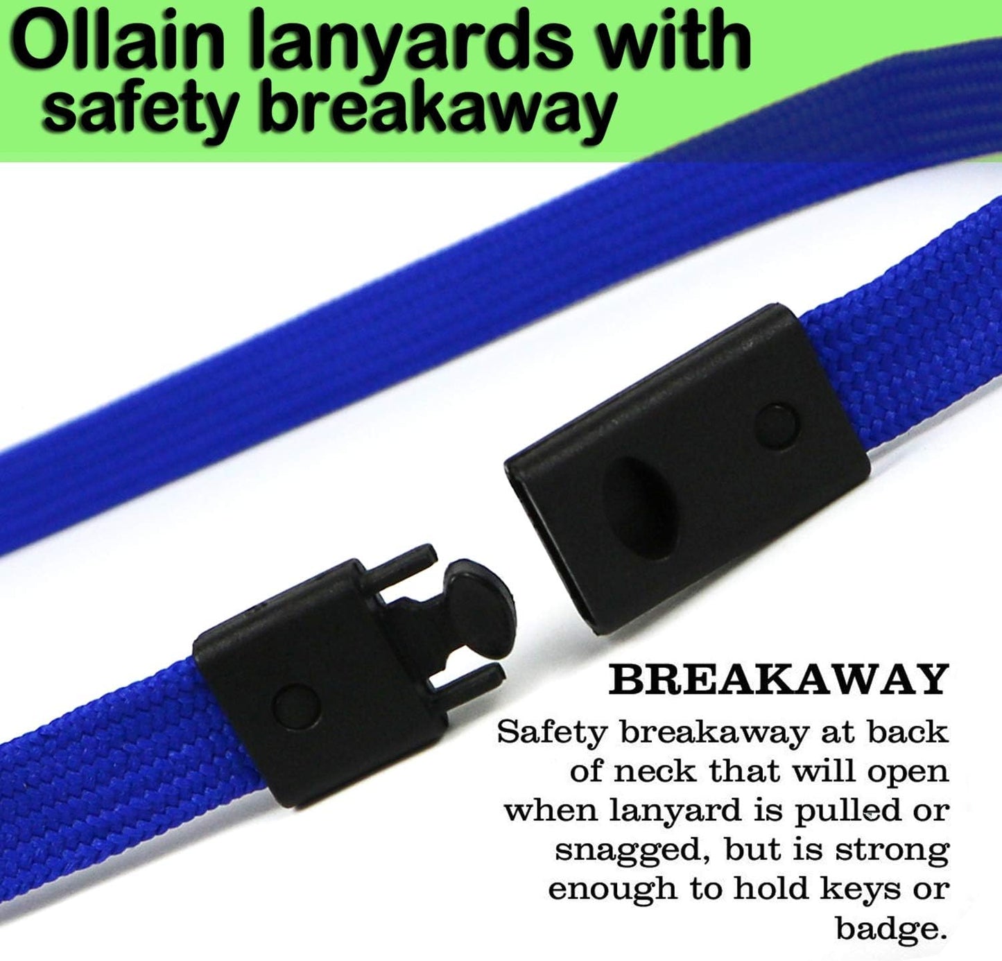 Safety Breakaway Lanyard with J-Hook Flat Lanyards for ID Badges Cruise Lanyard Bulk Preimum Lanyards for Women/Men Business Card NameTag Holder Lanyards Employee Students (Blue, Breakaway 50 Pack)