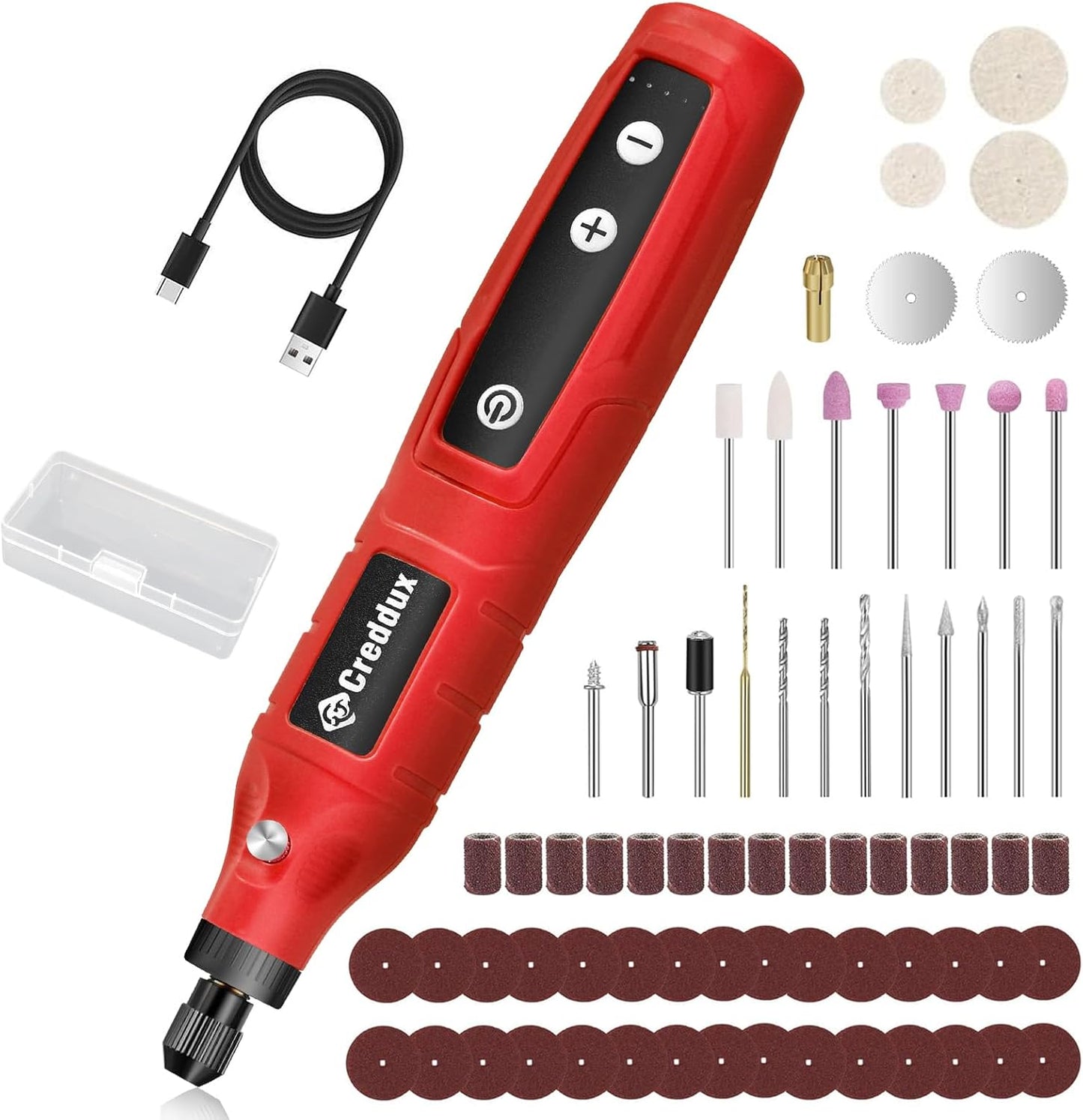 Cordless Rotary Tool,5 Speed Rotary Tool Kit With 71 Accessories,USB Charging,Multi-Purpose 4.2v Power Rotary Tools Easy Accessory Changes - Sanding, Polishing, Engraving and Cutting Red
