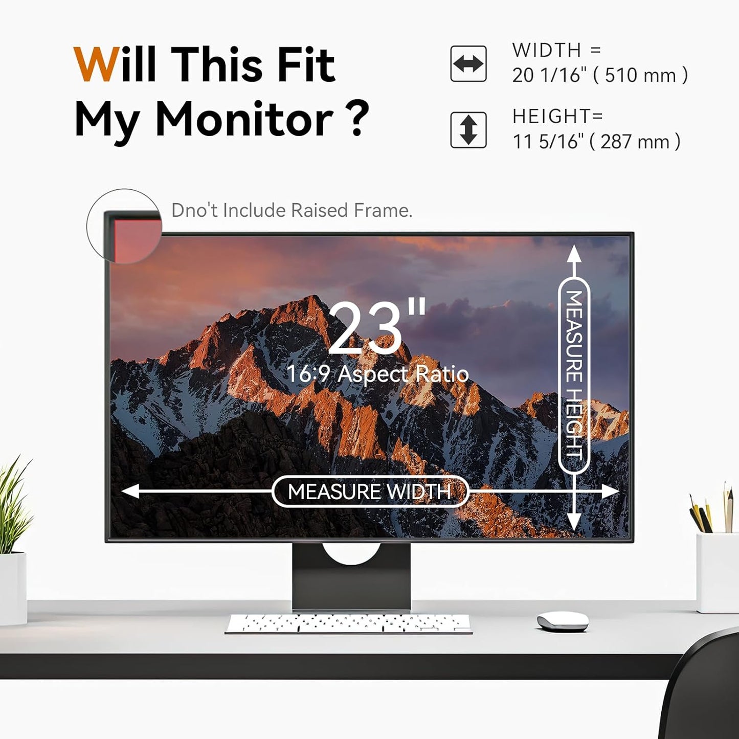 [2 Pack] 23 Inch Computer Privacy Screen for 16:9 Aspect Ratio Widescreen Monitor, Eye Protection Anti Glare Blue Light Computer Monitor Privacy Filter, Removable Anti-Scratch 23in Protector Film