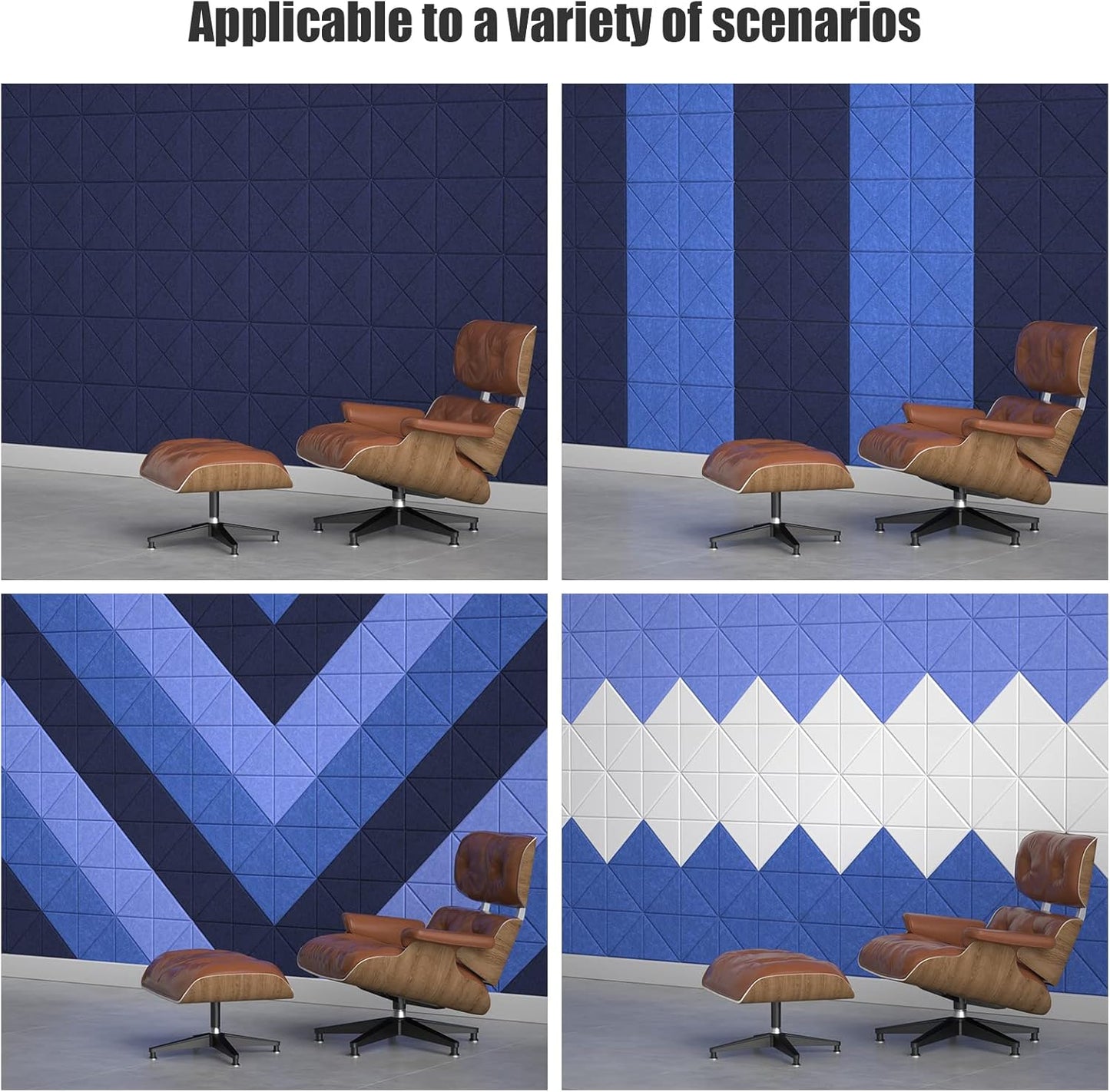 Sonicism 22 Pack X-Lined Acoustic Panels with Self-Adhesive, 12"X 12"X 0.4" Sound Proof Foam Panels, Decorative Soundproof Wall Panels, Sound Absorbing Tile for Home & Offices, Dark Blue
