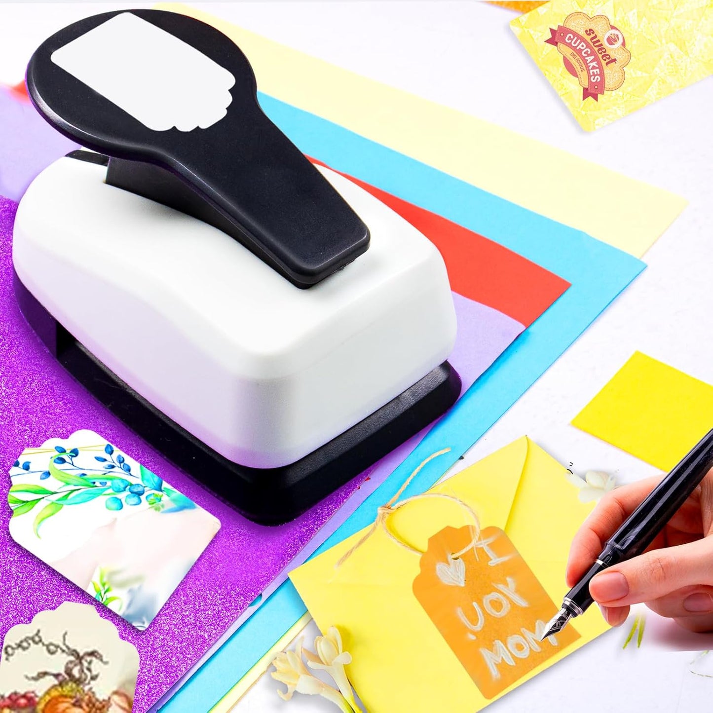 HKKYO 2 inch Tag Punch, Paper Punches, Tag Punches for Paper Crafts, Hole Puncher for Tags, Gift Tag Punch, Craft Punches for Paper Crafts, Tag Cutter Punch, tag Maker