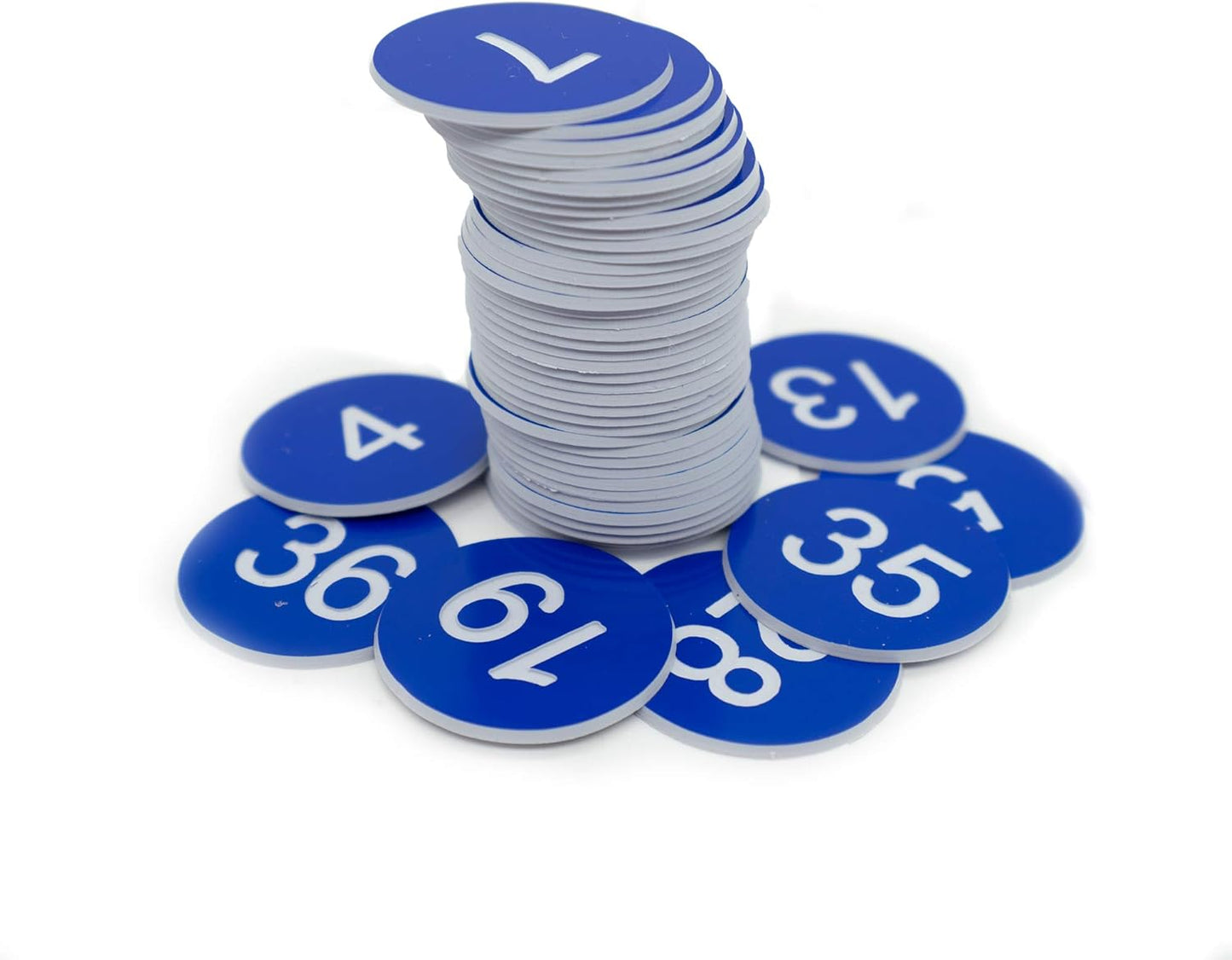 StayMax Plastic Number Tags Engraved Numbered Tags Without Hole (1-100, Blue)