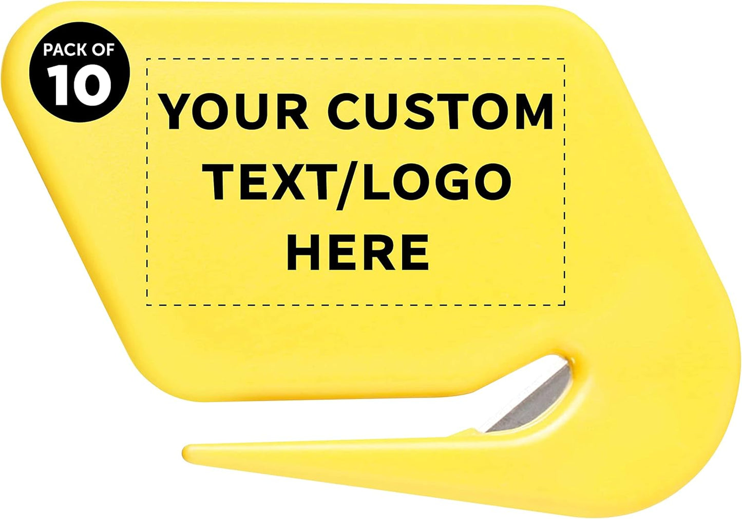 Custom Translucent Plastic Letter Openers Set of 10, Personalized Bulk Pack - Perfect for Home or Office - Yellow