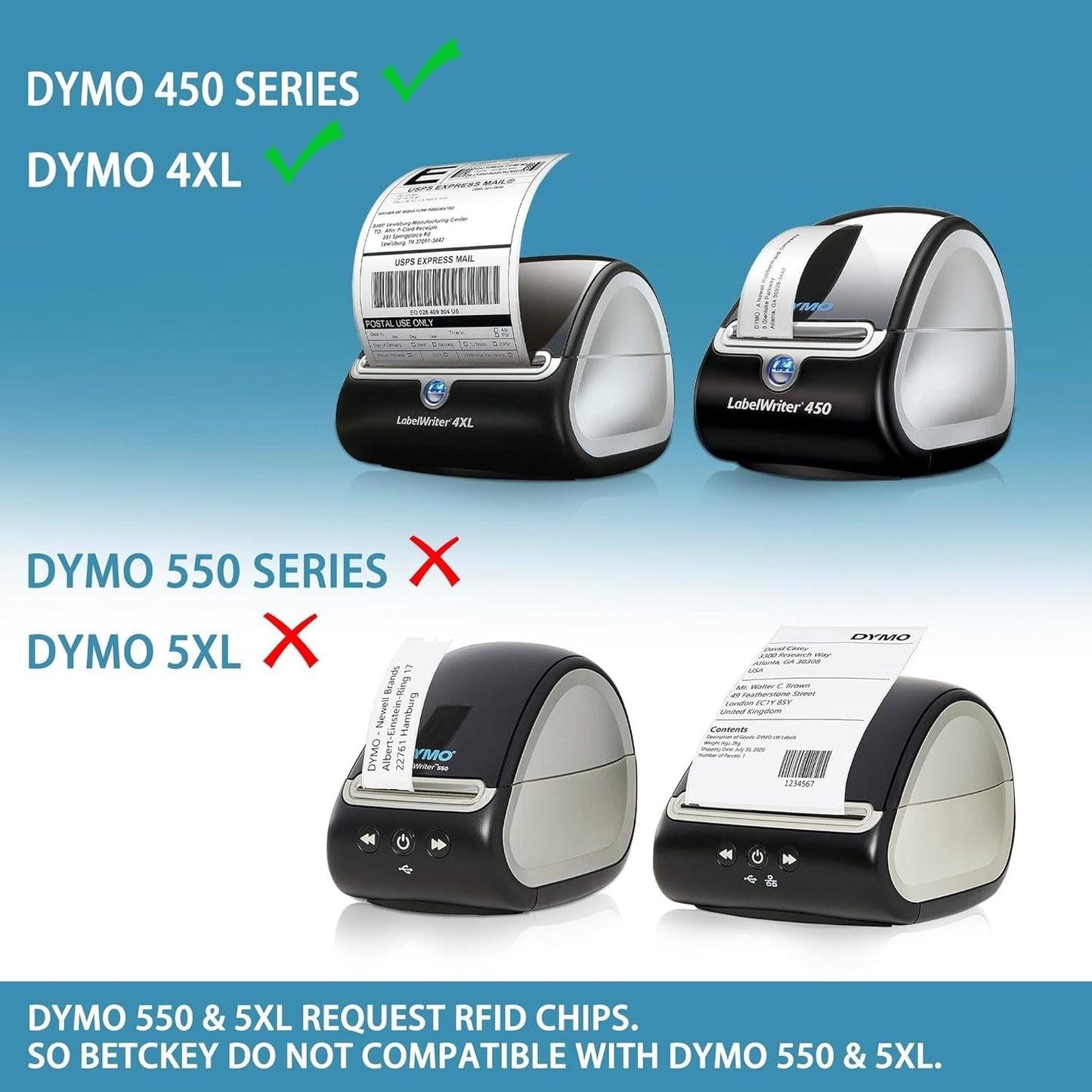 BETCKEY - Compatible DYMO 99019 (2-5/16" x 7-1/2") Large Lever Arch File Labels, Compatible with DYMO Labelwriter 450, 4XL, NOT Fit 550 & 5XL [16 Rolls/2400 Labels]