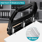 AFMAT 3 Hole Punch Heavy Duty, 9/32" Holes, 50-Sheet Hole Puncher 3 Ring - Image 2