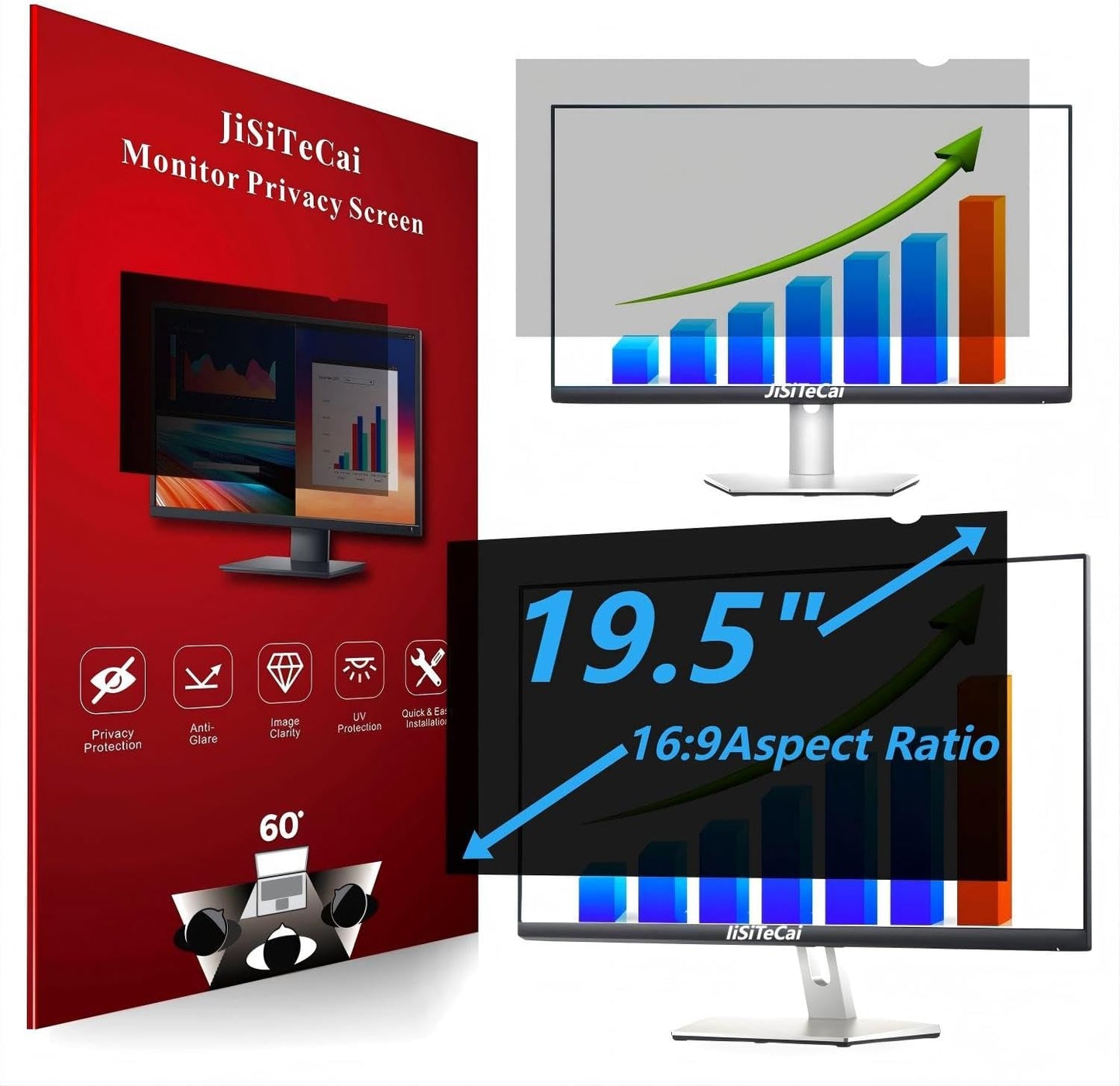 19.5" Computer Privacy Screen Filter for 16:9 Widescreen Monitors - Premium Anti-Glare Computer Screen Cover: Anti-Glare - Anti-Scratch - UV & Blue Light Screen Protector